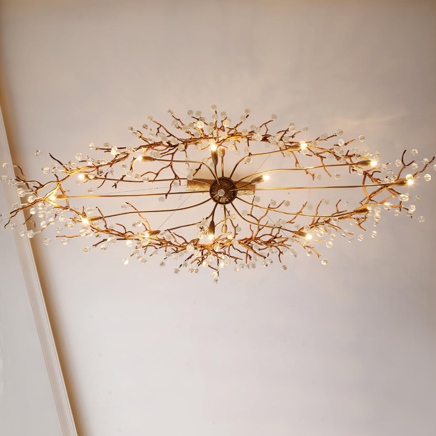 Lustra Chandelier Brass Crystal Branch-Neutral Decor