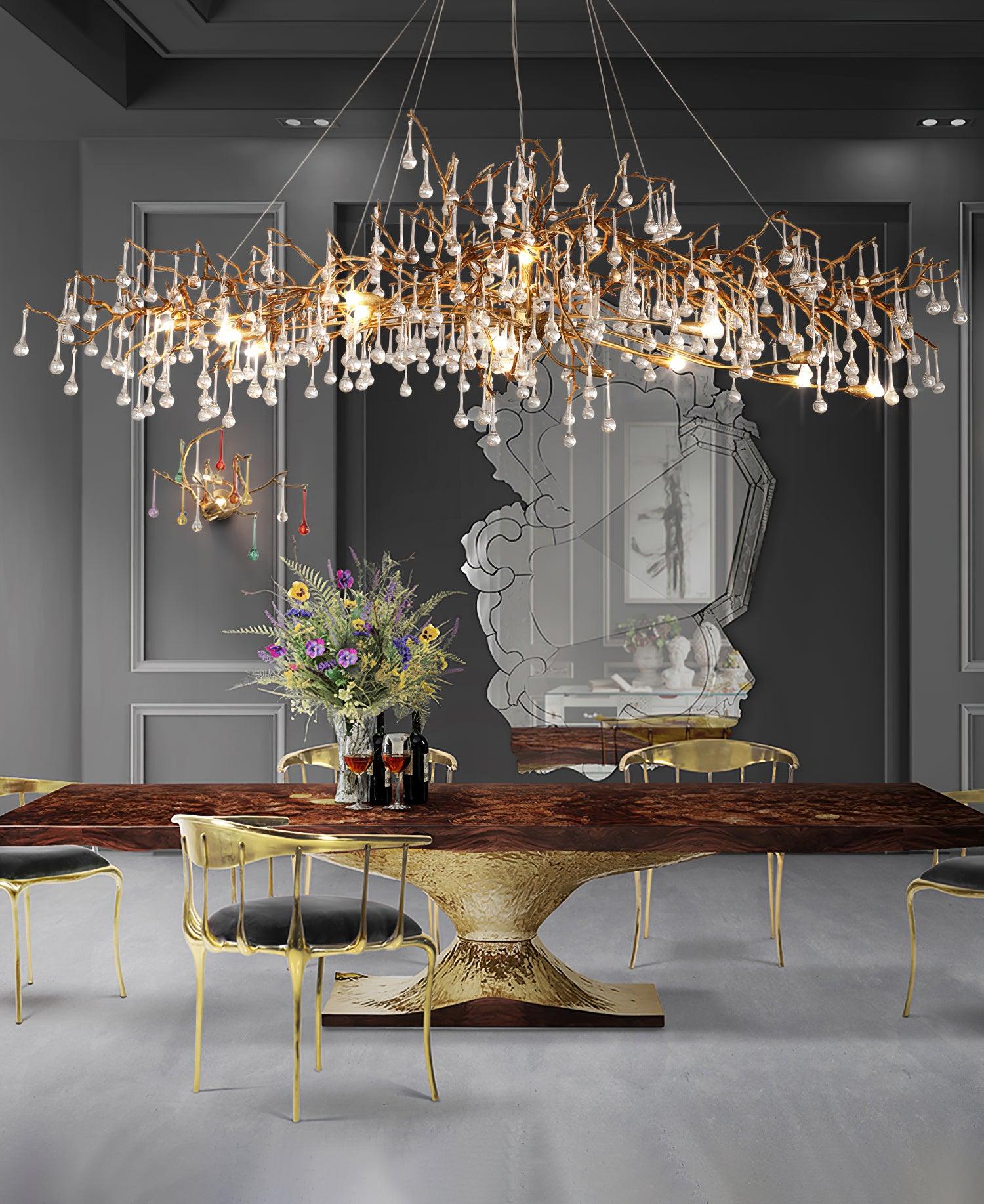 Lustra Chandelier Brass Crystal Branch-Neutral Decor