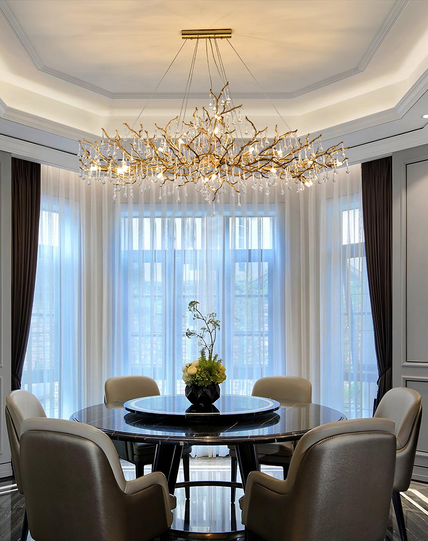 Lustra Chandelier Brass Crystal Branch-Neutral Decor