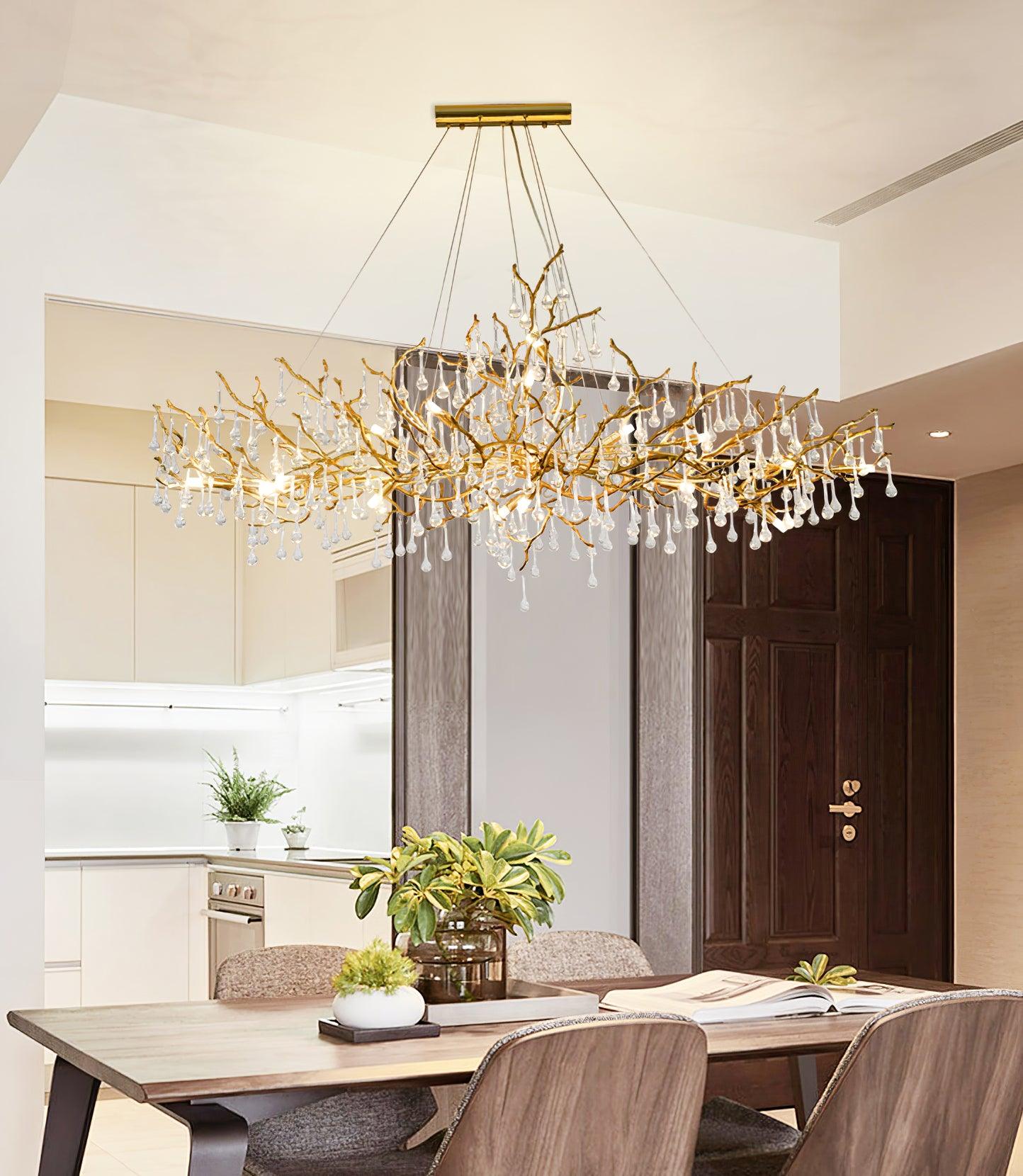 Lustra Chandelier Brass Crystal Branch-Neutral Decor