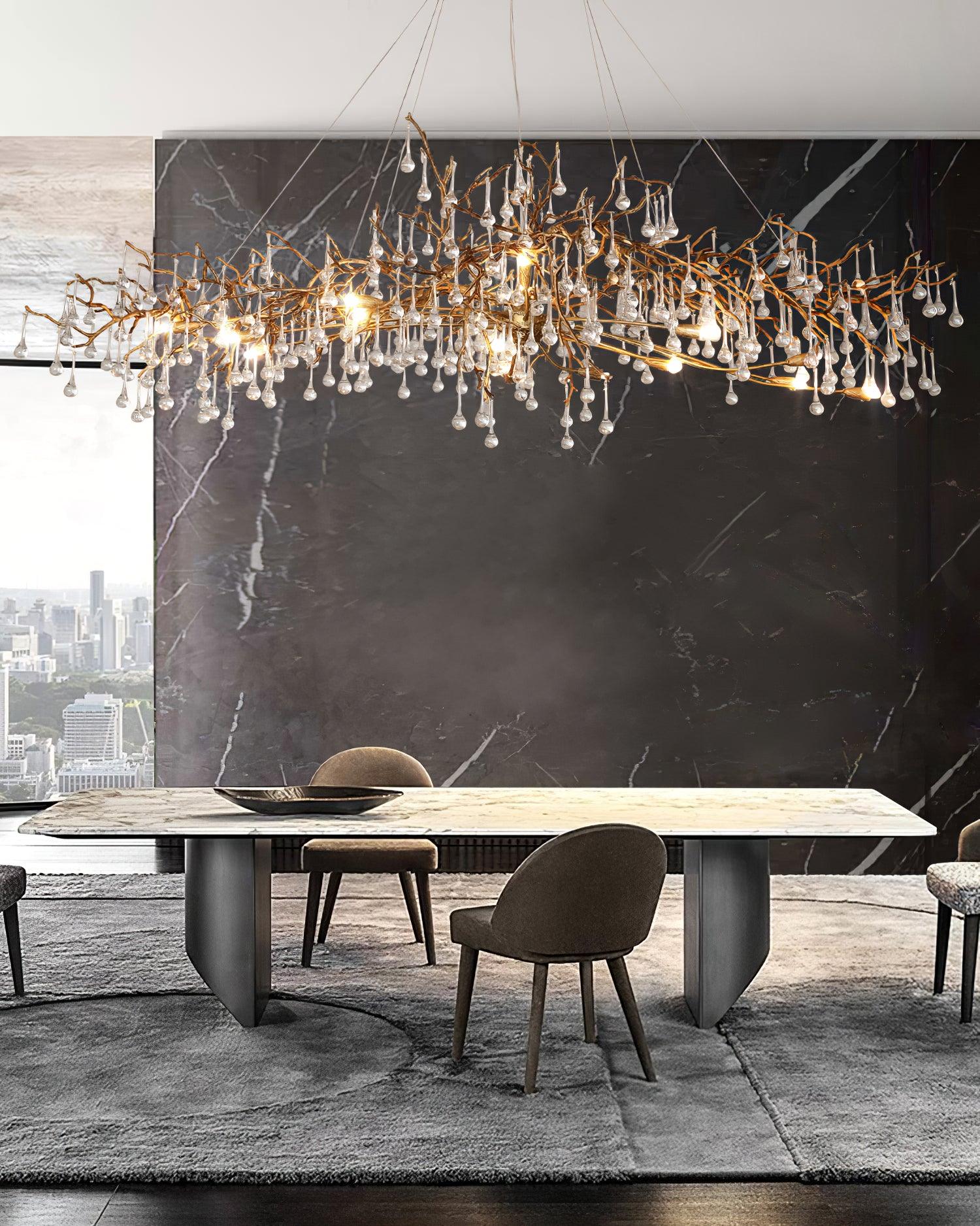 Lustra Chandelier Brass Crystal Branch-Neutral Decor