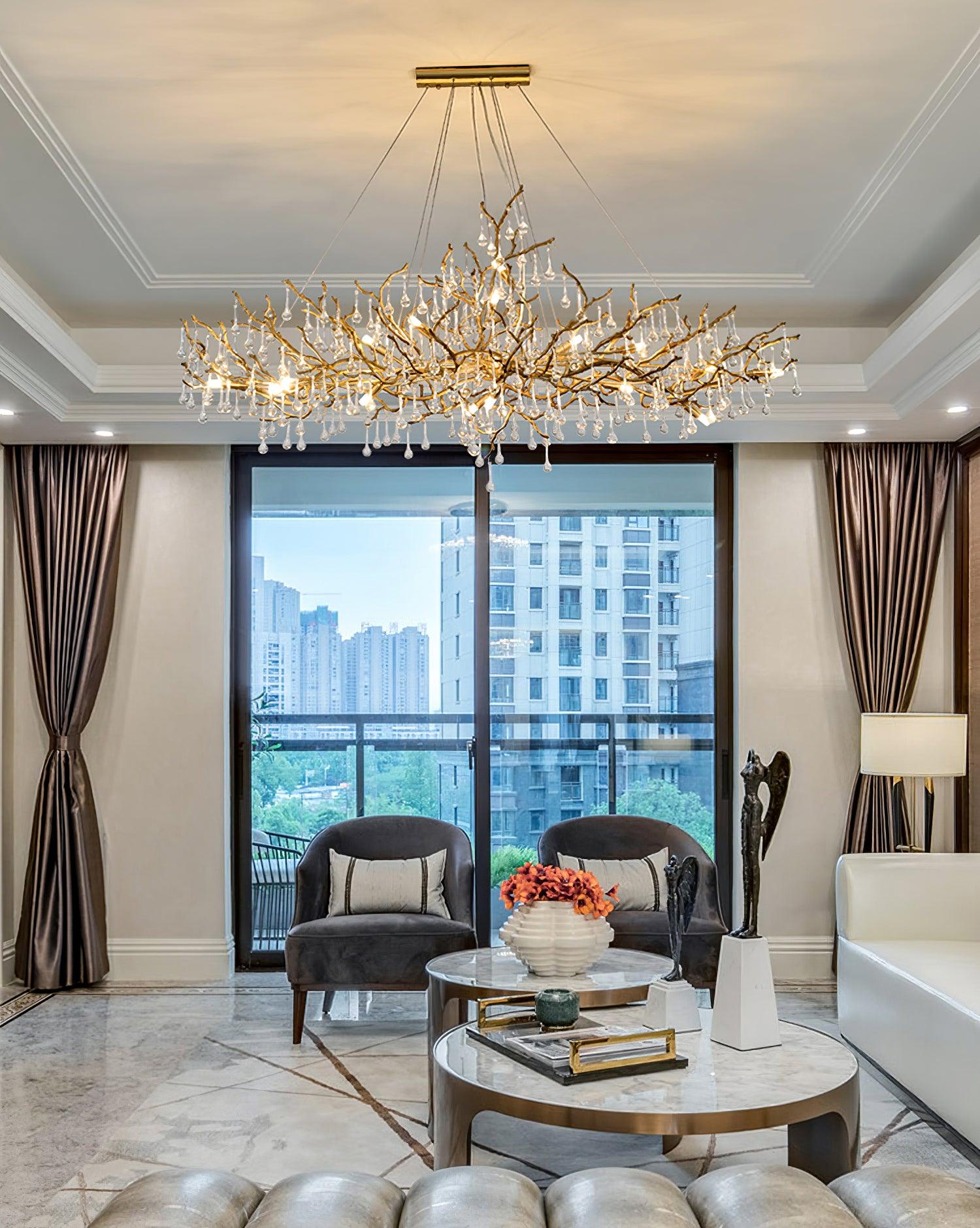 Lustra Chandelier Brass Crystal Branch-Neutral Decor