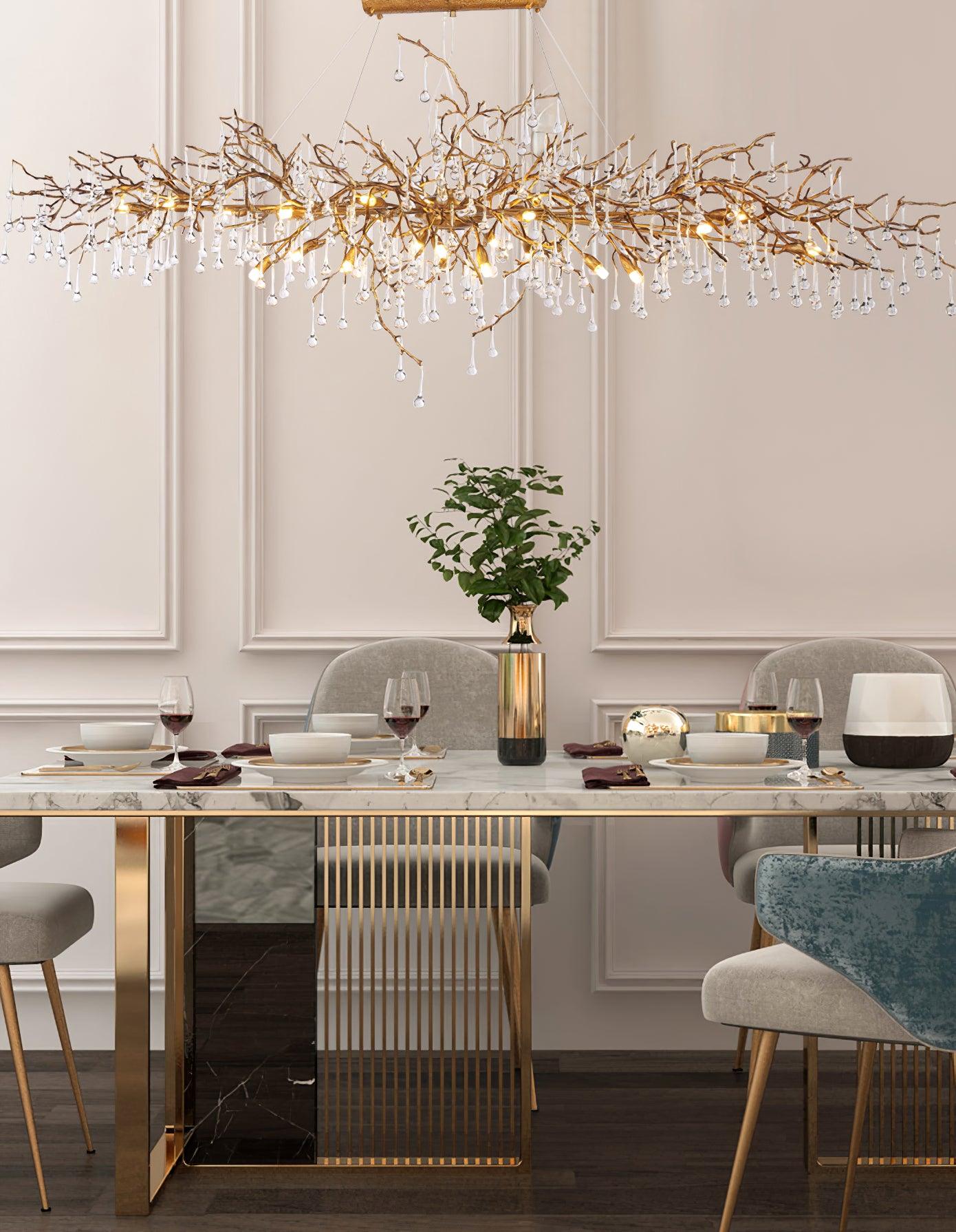 Lustra Chandelier Brass Crystal Branch-Neutral Decor