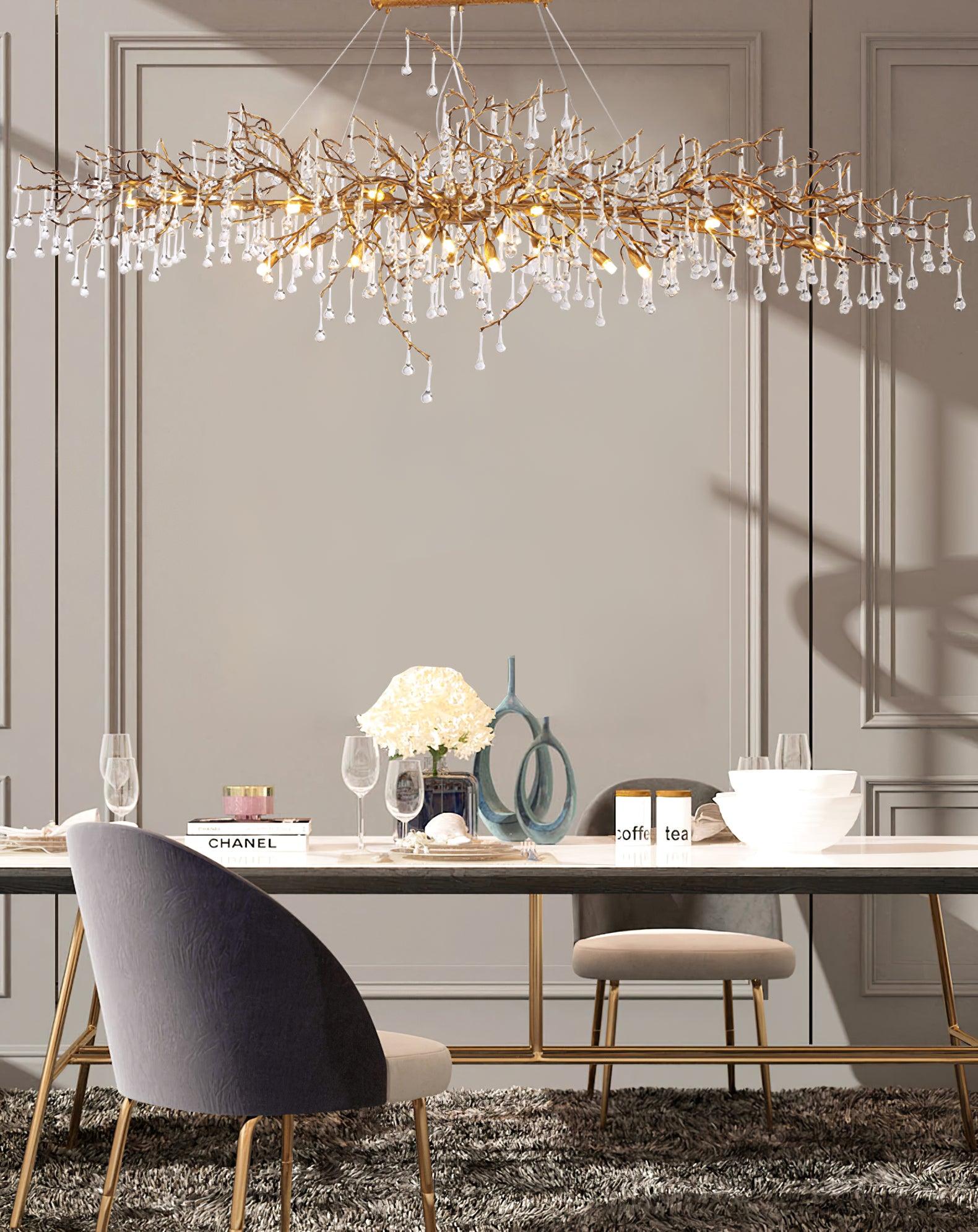 Lustra Chandelier Brass Crystal Branch-Neutral Decor