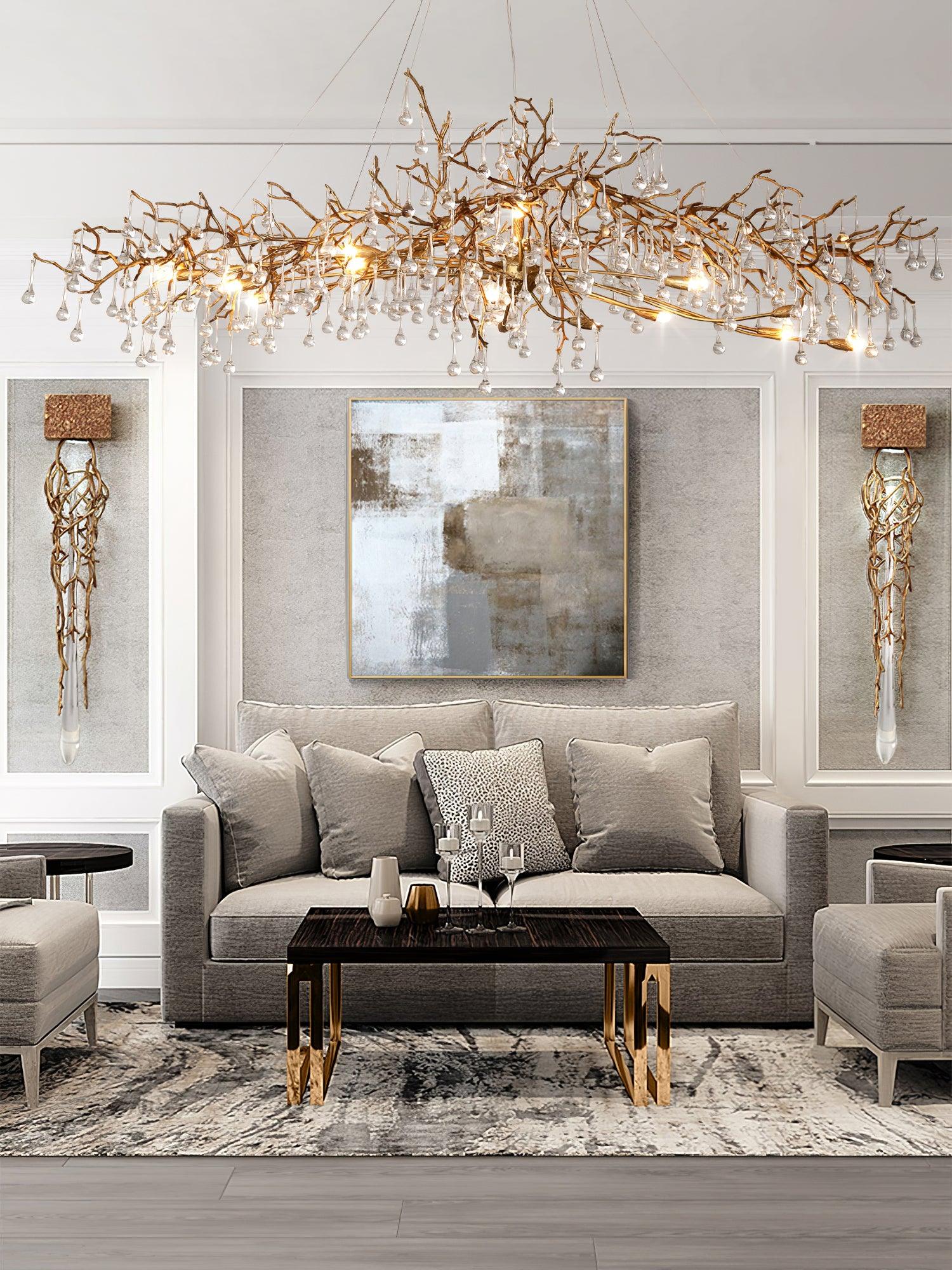 Lustra Chandelier Brass Crystal Branch-Neutral Decor