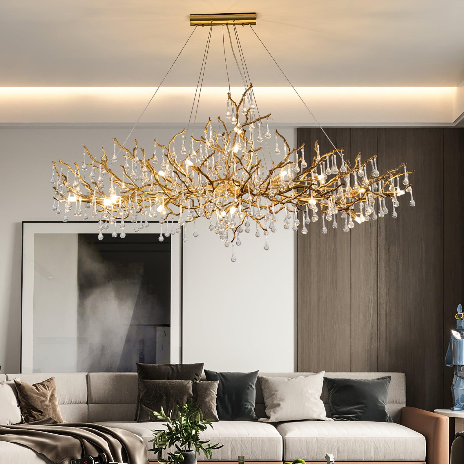 Lustra Chandelier Brass Crystal Branch-Neutral Decor