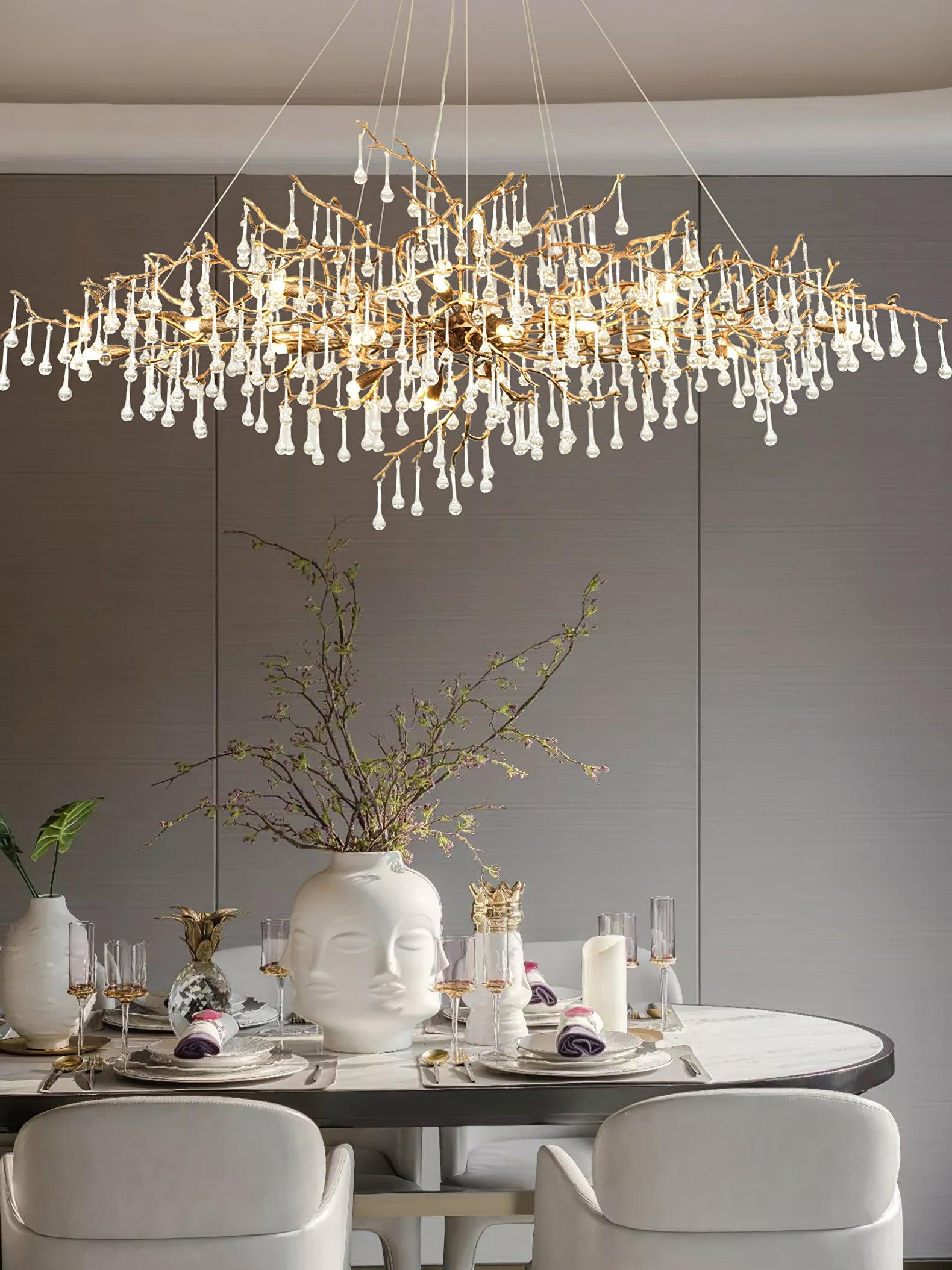 Lustra Chandelier Brass Crystal Branch-Neutral Decor