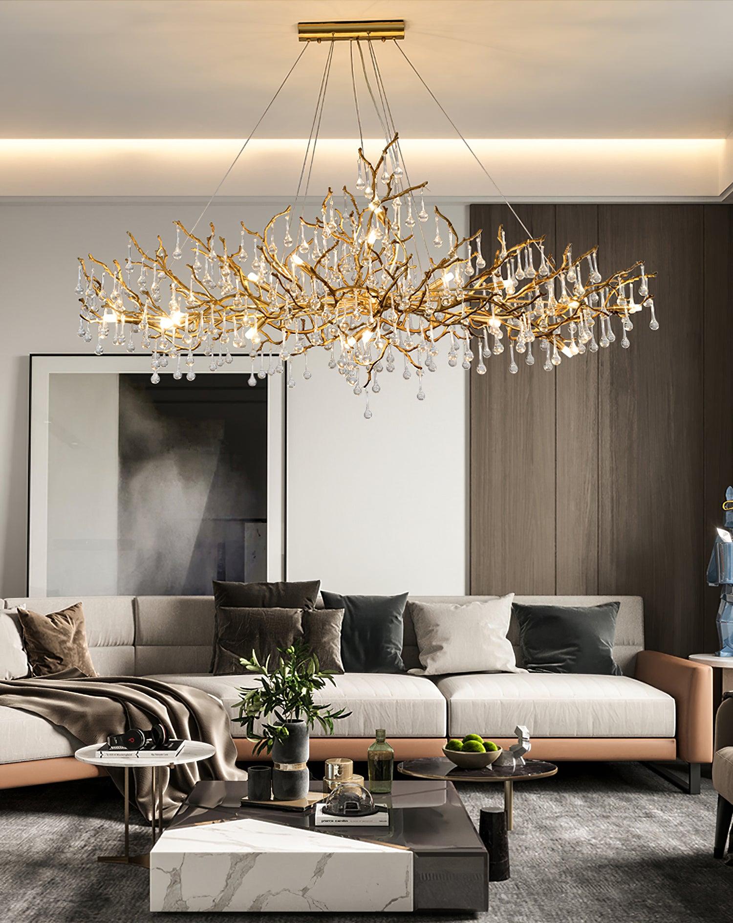 Lustra Chandelier Brass Crystal Branch-Neutral Decor