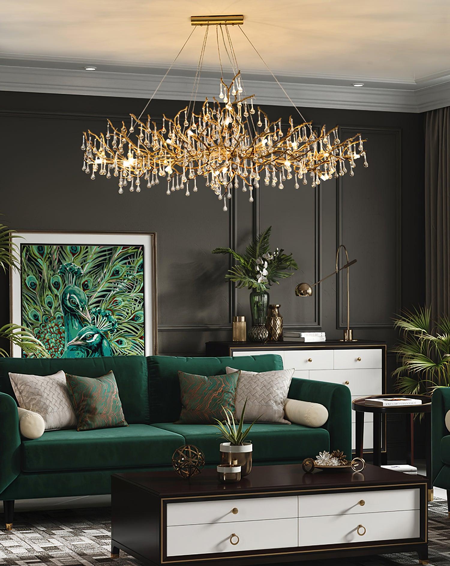 Lustra Chandelier Brass Crystal Branch-Neutral Decor