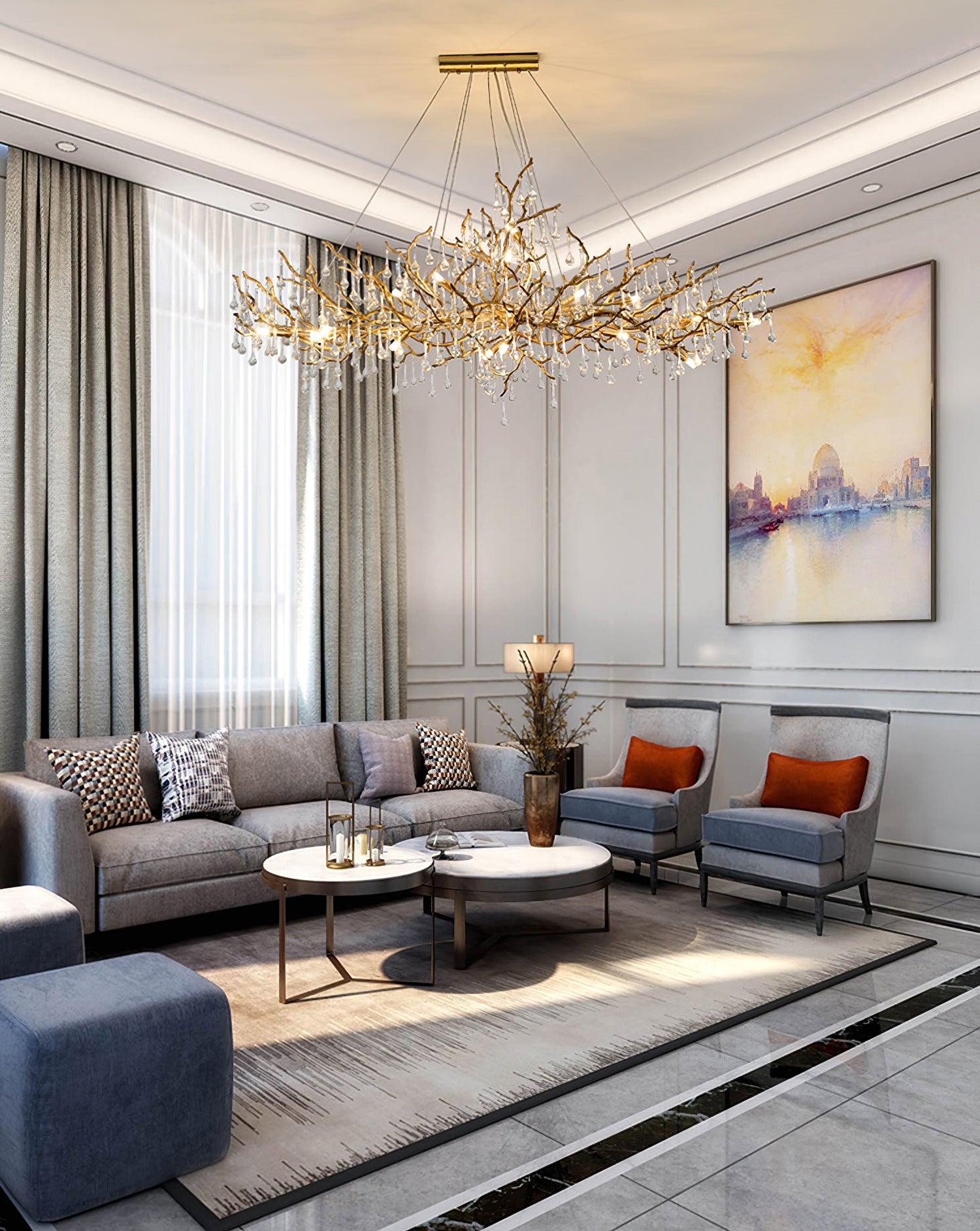 Lustra Chandelier Brass Crystal Branch-Neutral Decor