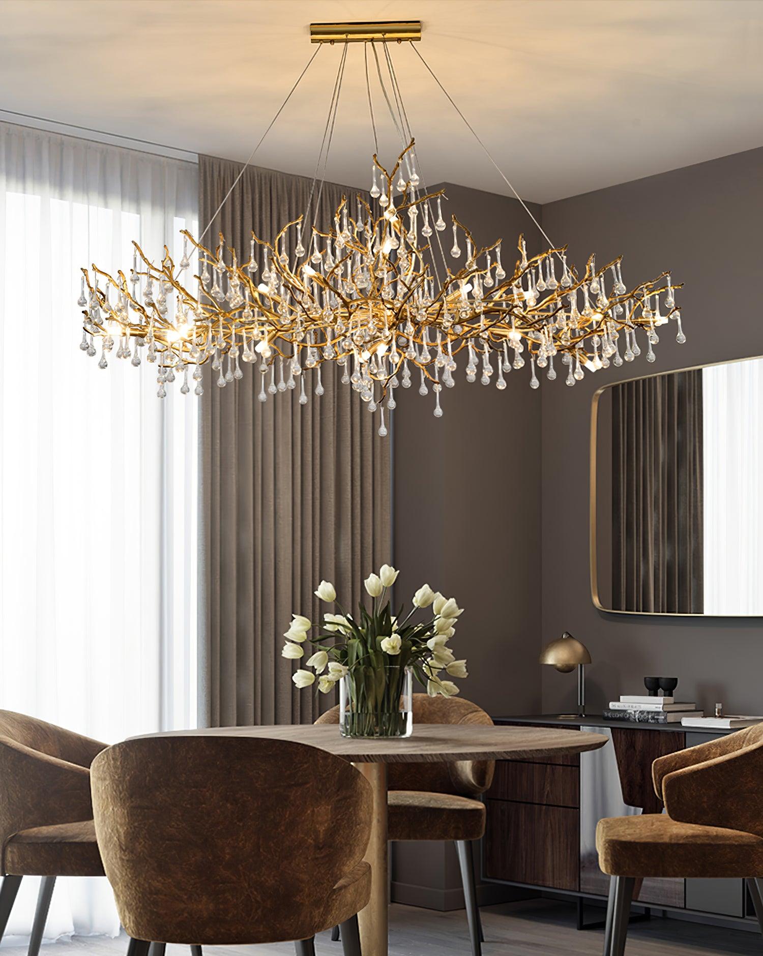 Lustra Chandelier Brass Crystal Branch-Neutral Decor