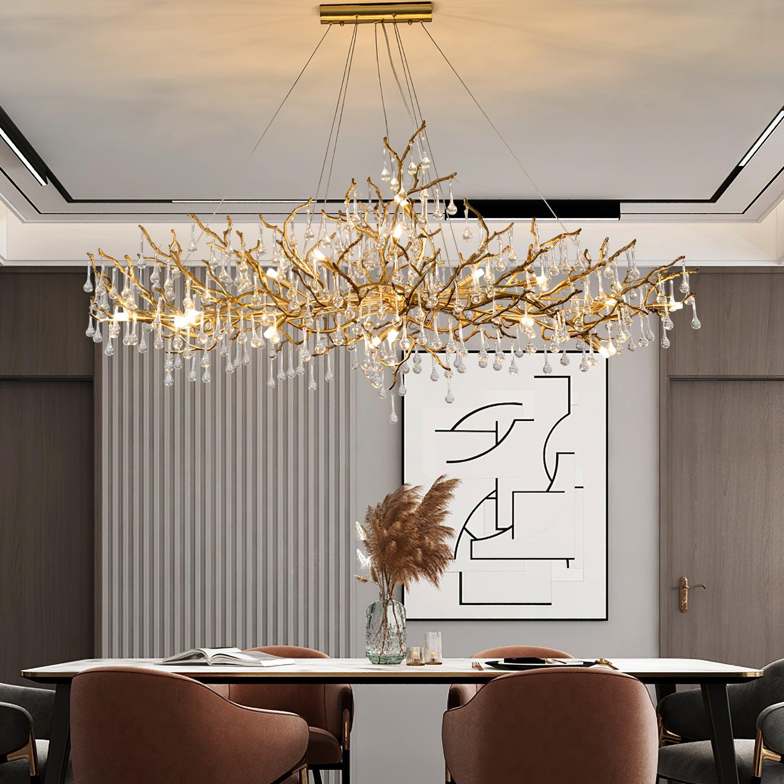 Lustra Chandelier Brass Crystal Branch-Neutral Decor