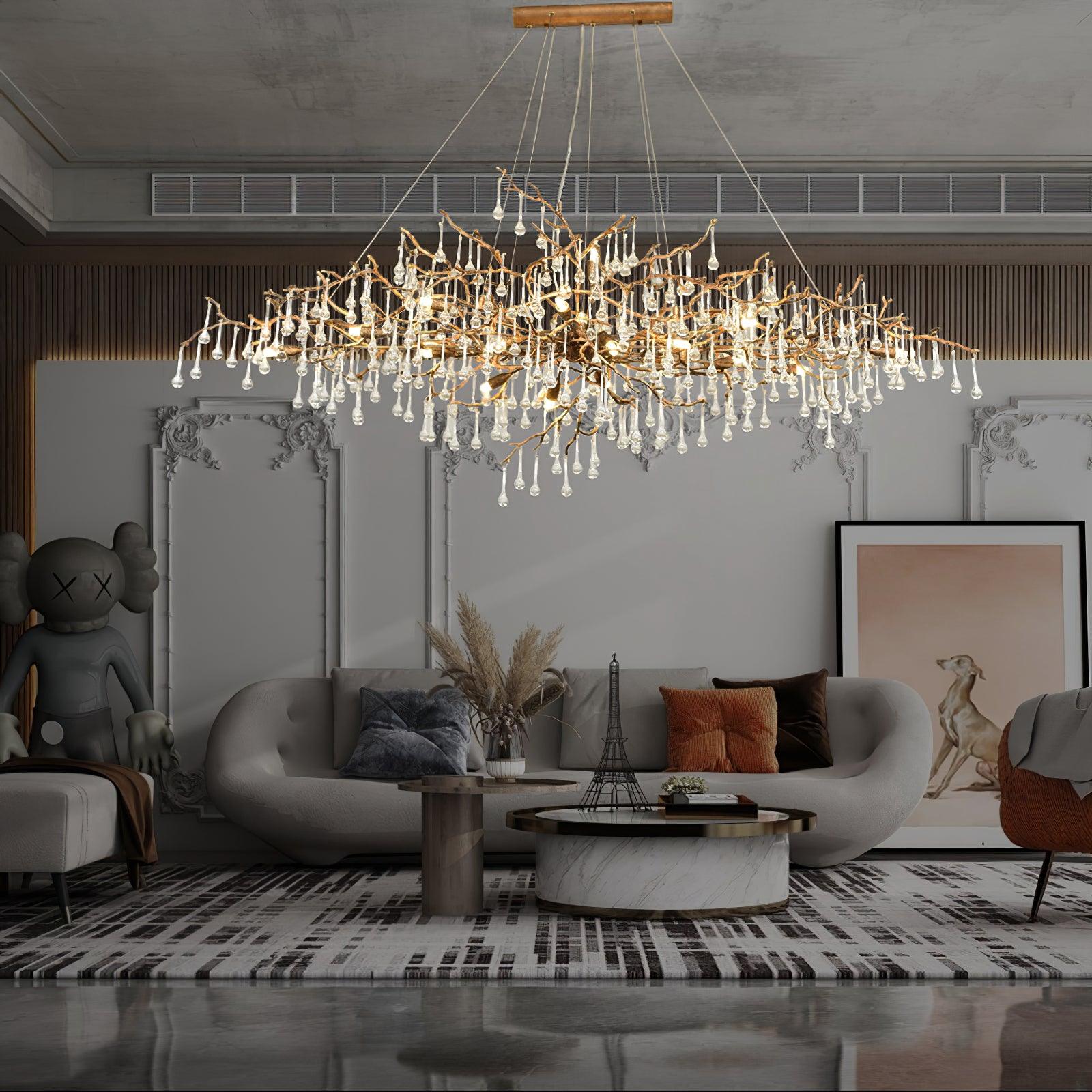 Lustra Chandelier Brass Crystal Branch-Neutral Decor