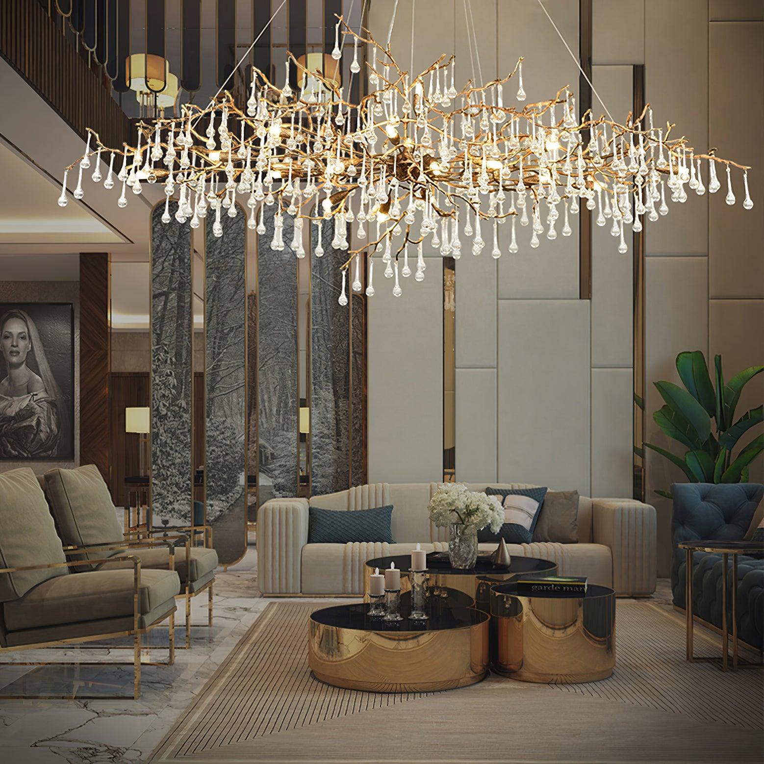 Lustra Chandelier Brass Crystal Branch-Neutral Decor