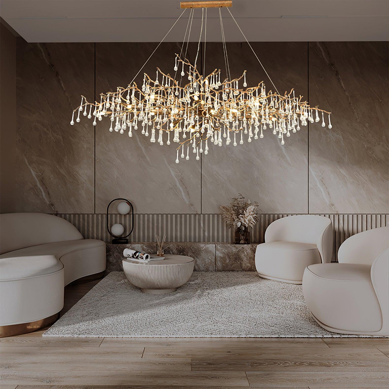 Lustra Chandelier Brass Crystal Branch-Neutral Decor