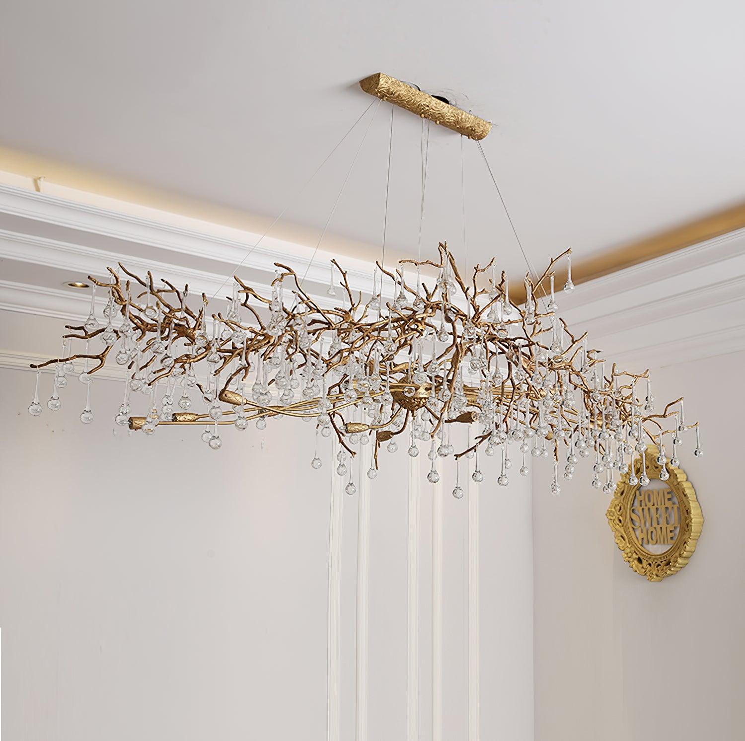 Lustra Chandelier Brass Crystal Branch-Neutral Decor