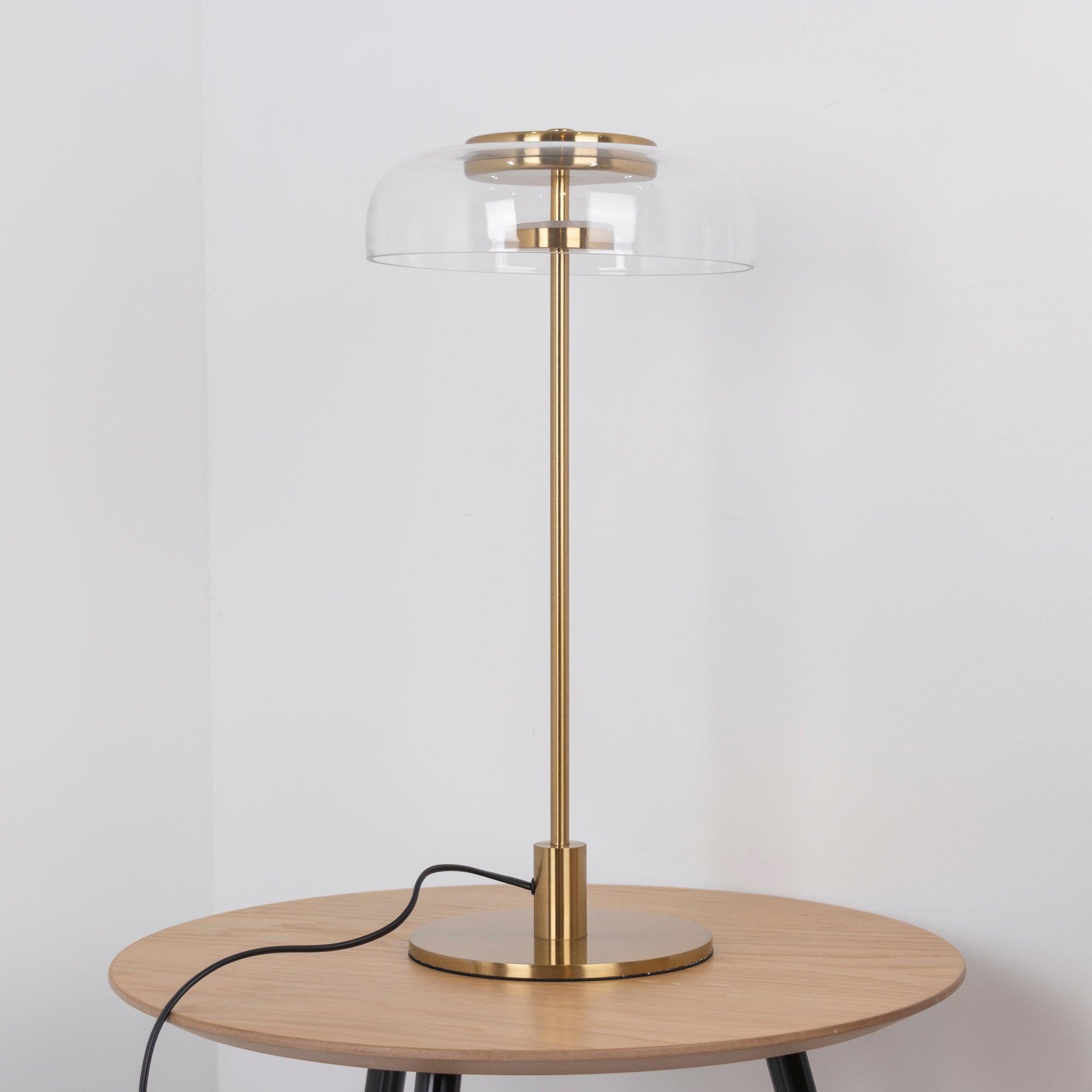 Salem Table Lamp Clear Glass Shade Wood Base-Neutral Decor