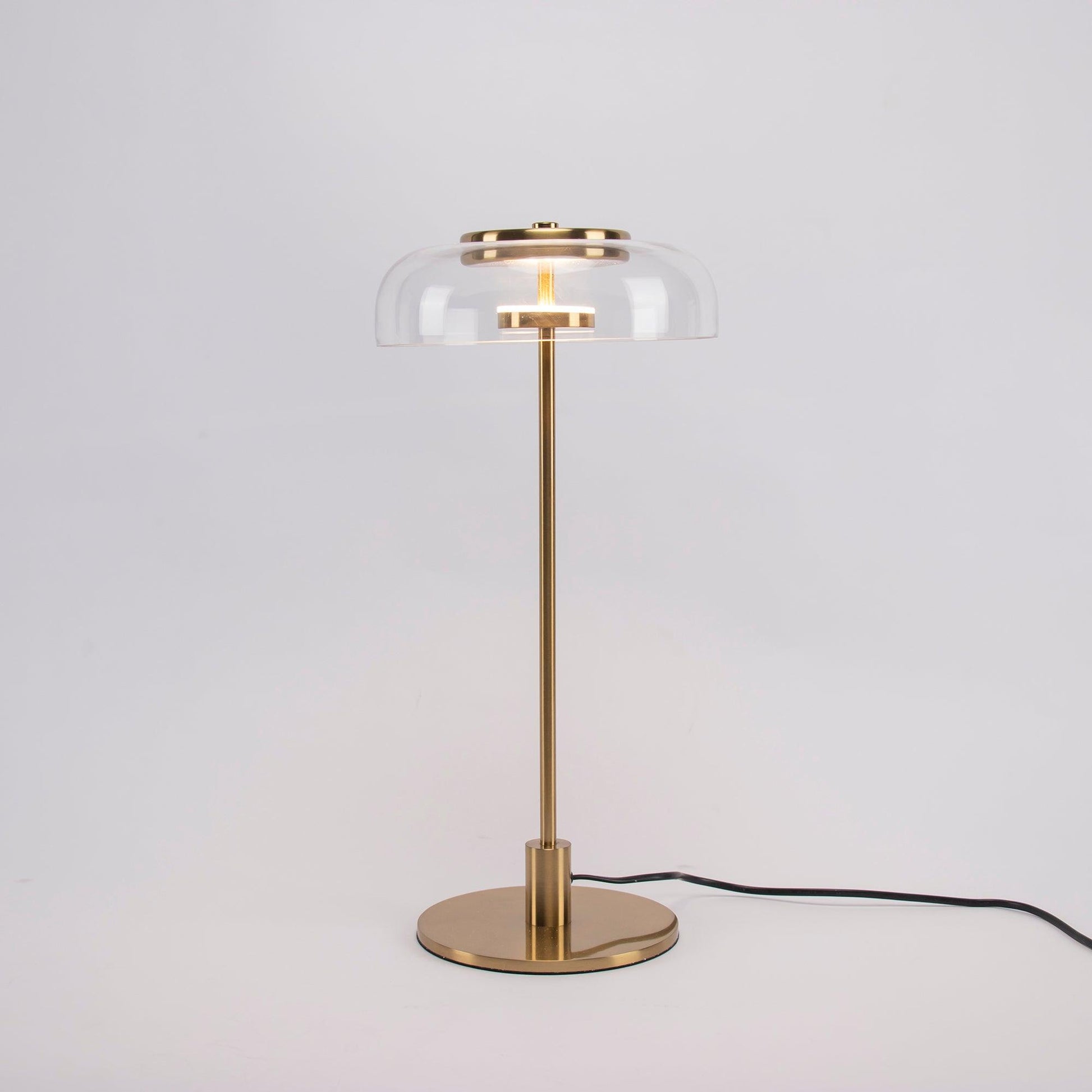 Salem Table Lamp Clear Glass Shade Wood Base-Neutral Decor