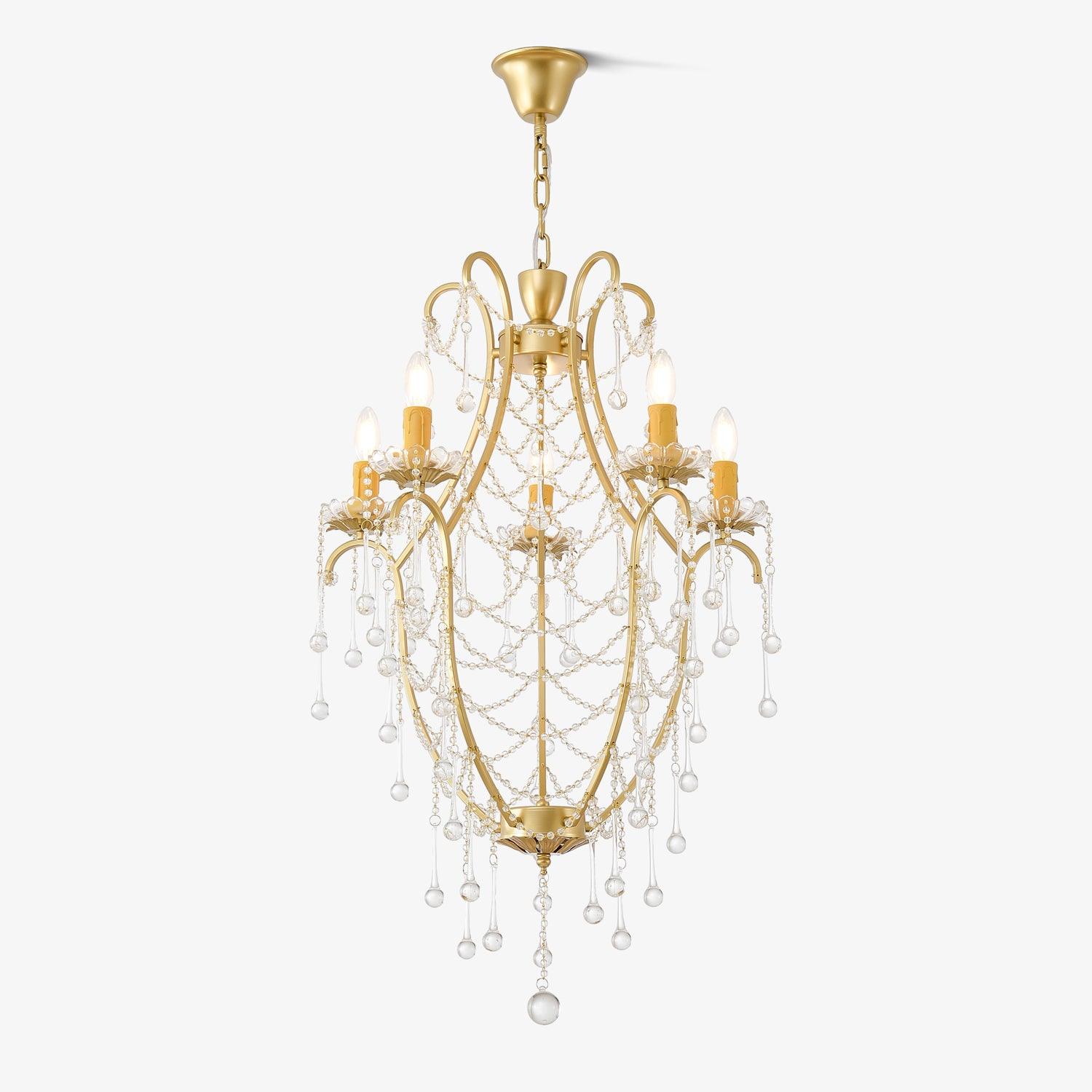 Lustra Chandelier Birdcage Glass Drops-Neutral Decor