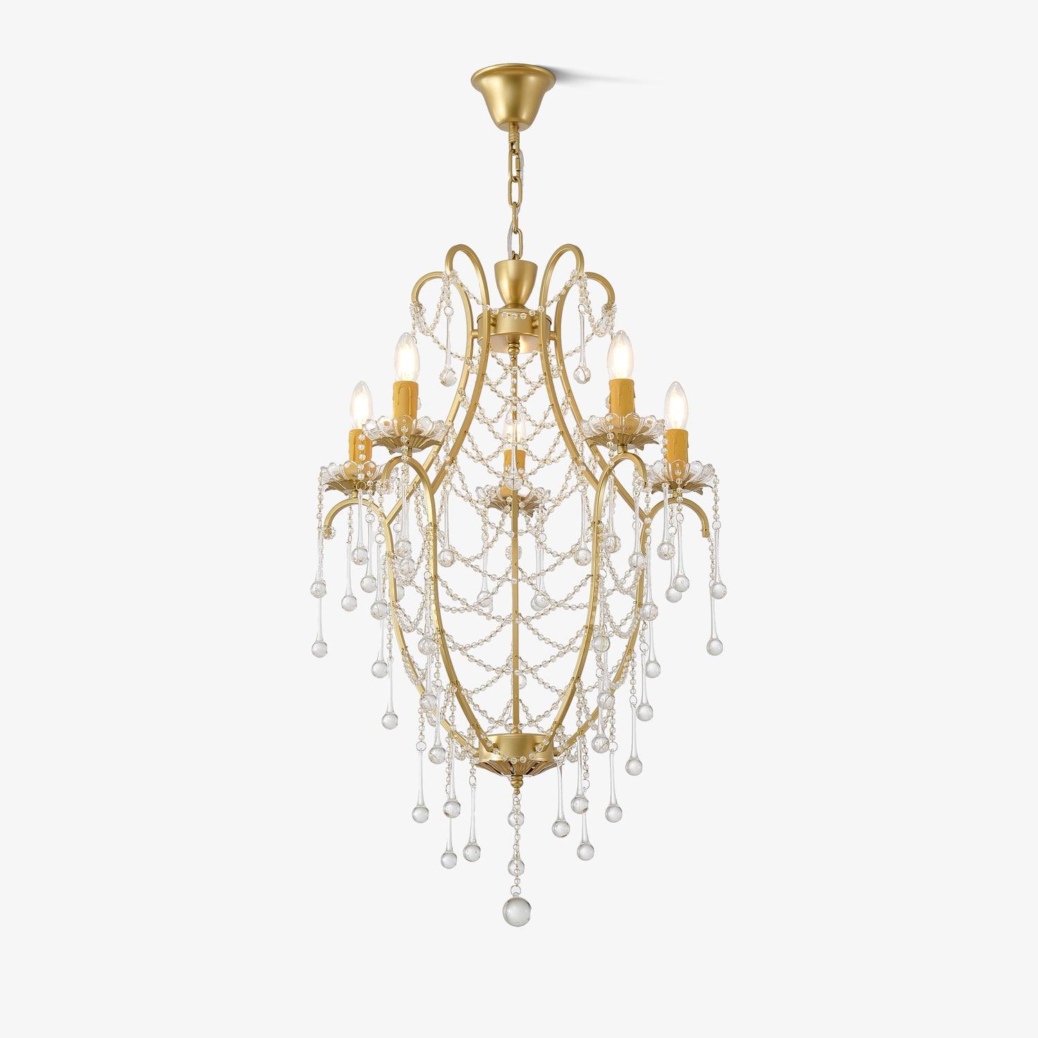 Lustra Chandelier Birdcage Glass Drops-Neutral Decor
