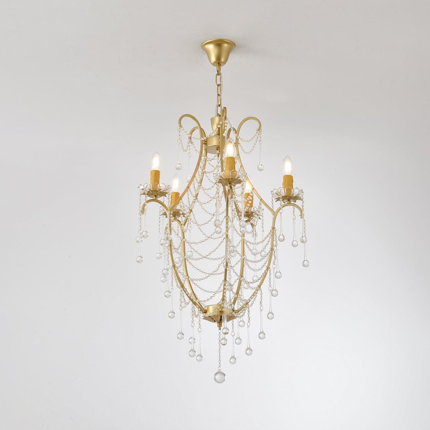 Lustra Chandelier Birdcage Glass Drops-Neutral Decor