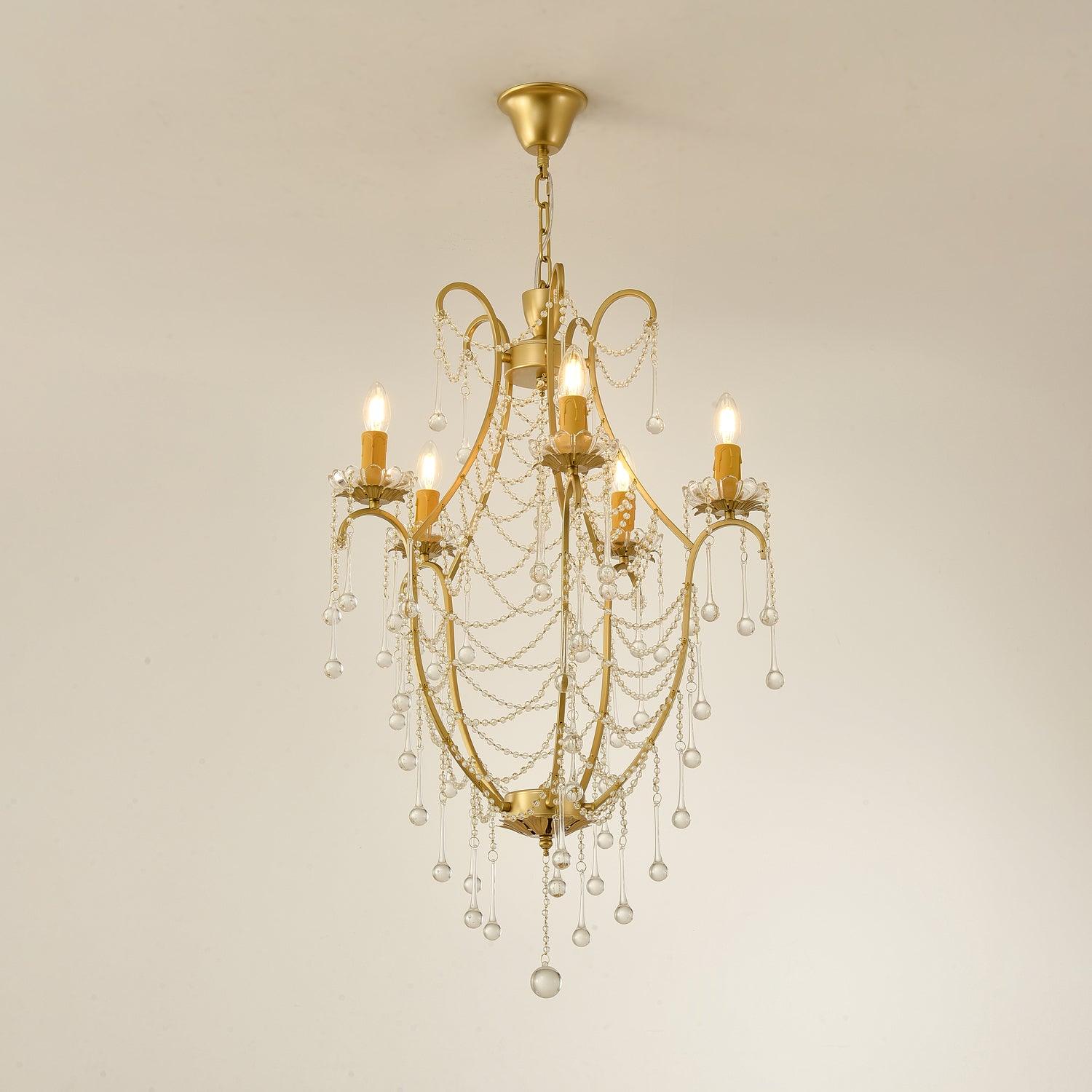 Lustra Chandelier Birdcage Glass Drops-Neutral Decor