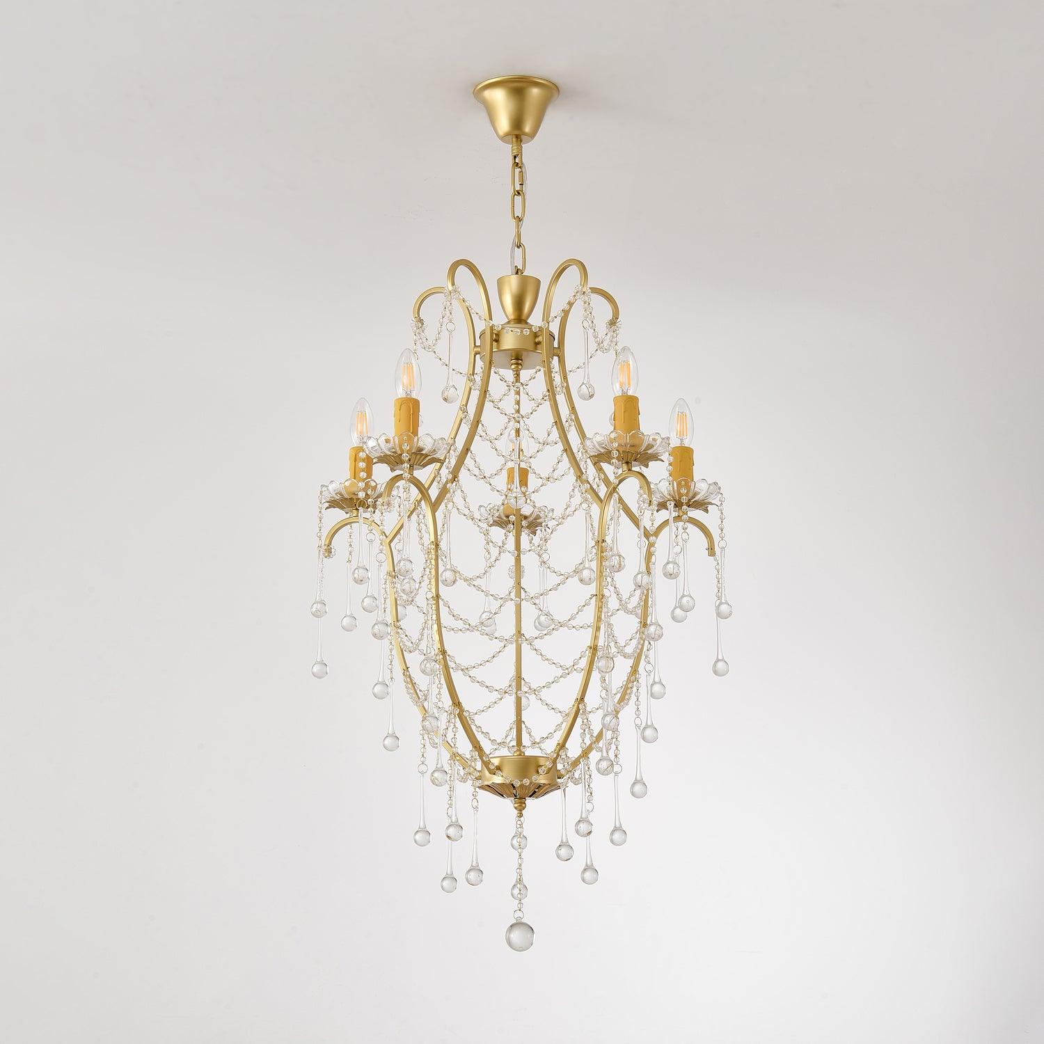 Lustra Chandelier Birdcage Glass Drops-Neutral Decor