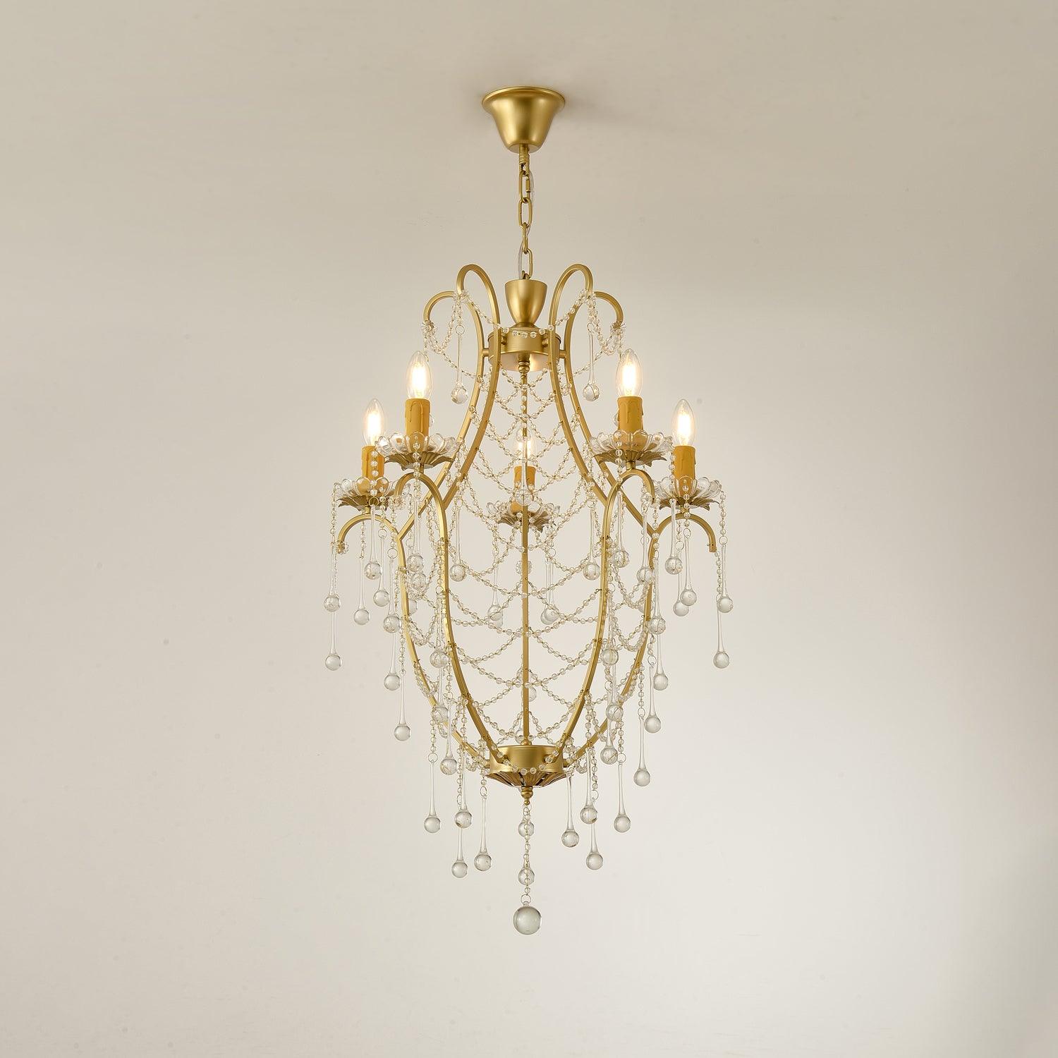Lustra Chandelier Birdcage Glass Drops-Neutral Decor