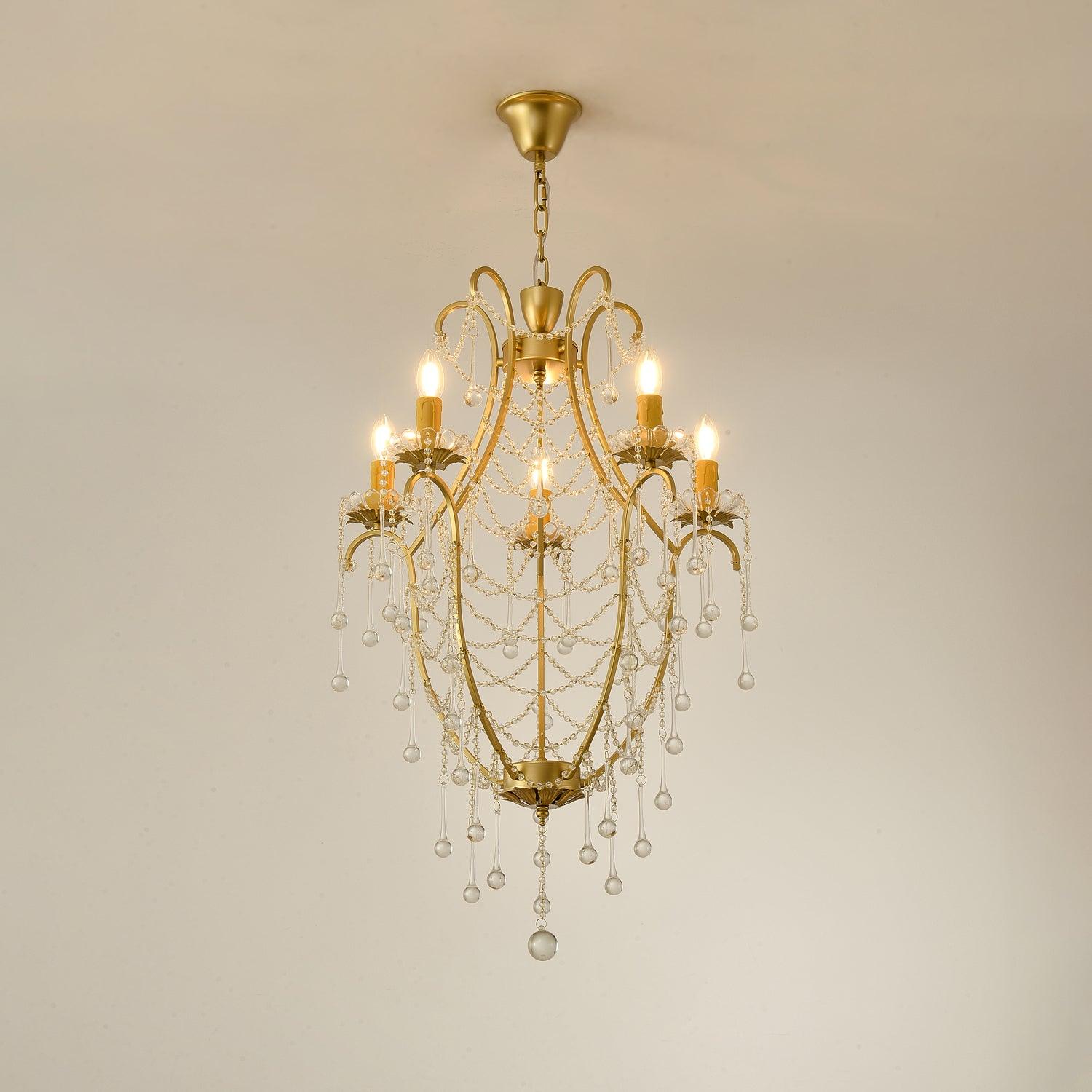 Lustra Chandelier Birdcage Glass Drops-Neutral Decor