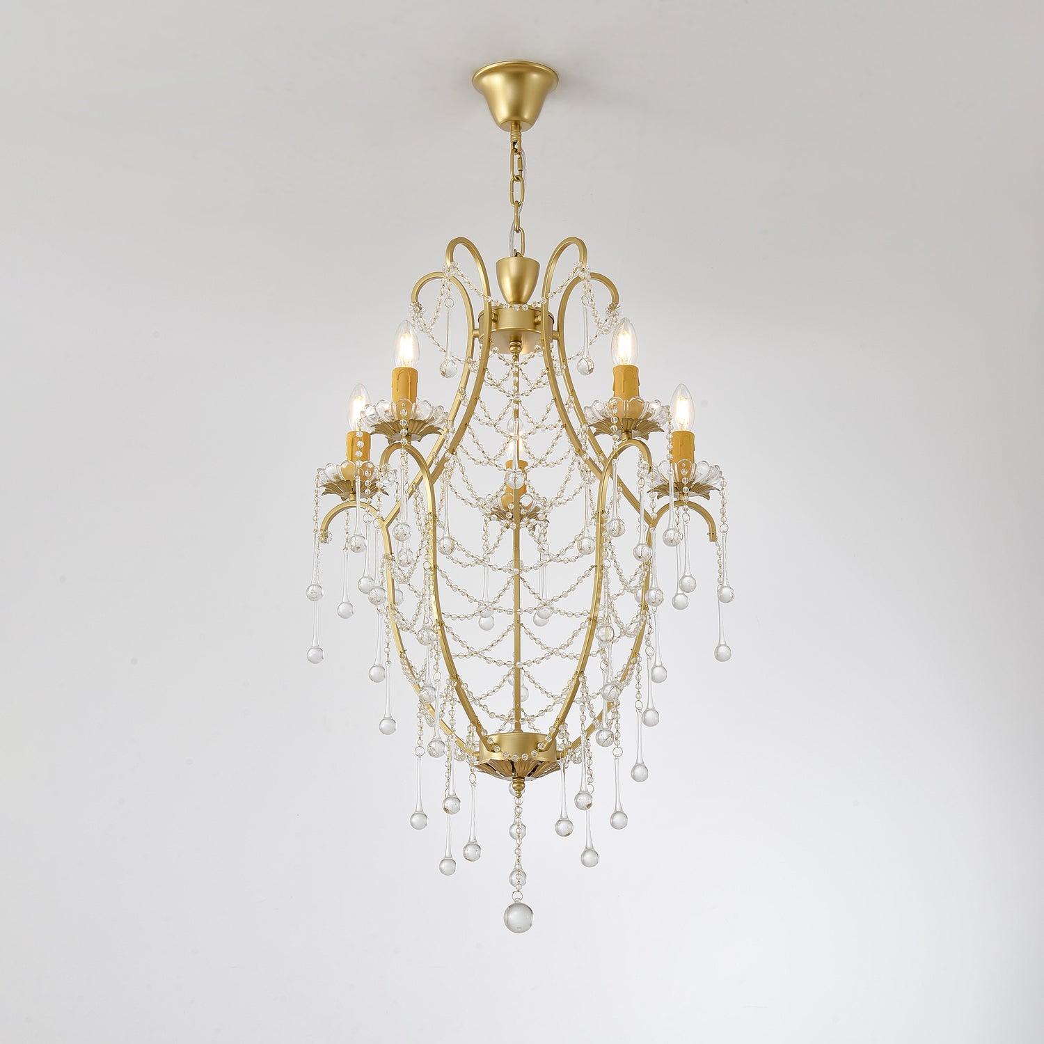 Lustra Chandelier Birdcage Glass Drops-Neutral Decor