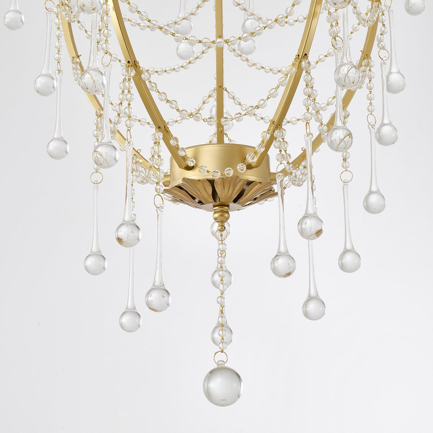 Lustra Chandelier Birdcage Glass Drops-Neutral Decor