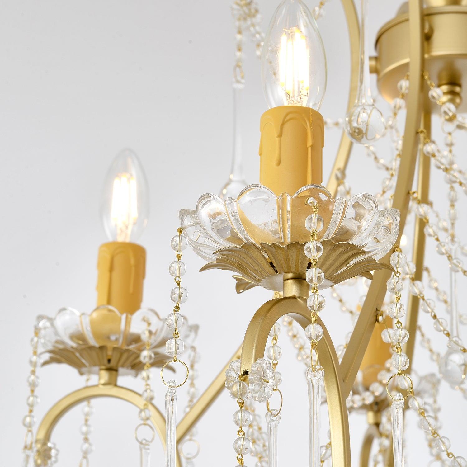 Lustra Chandelier Birdcage Glass Drops-Neutral Decor