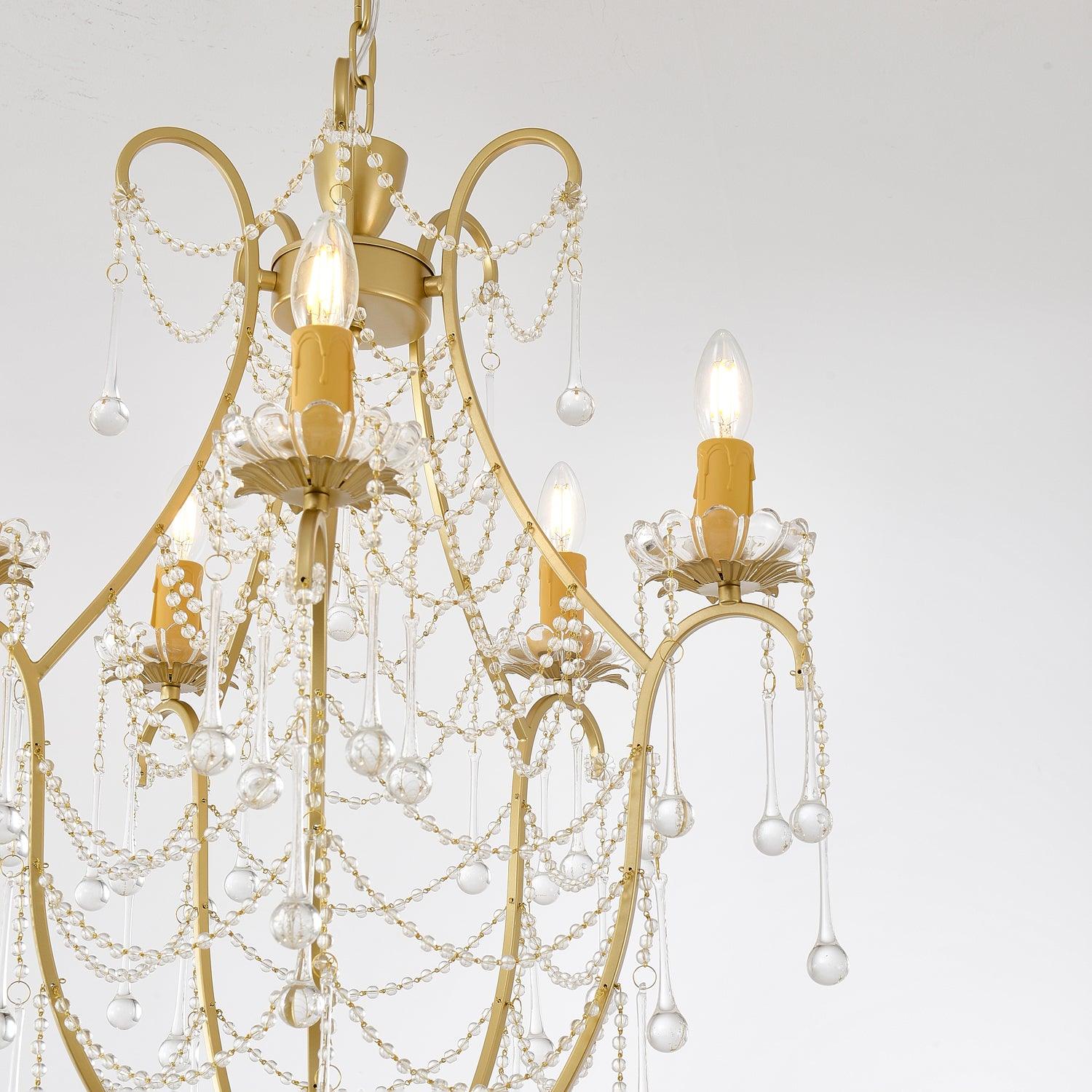 Lustra Chandelier Birdcage Glass Drops-Neutral Decor