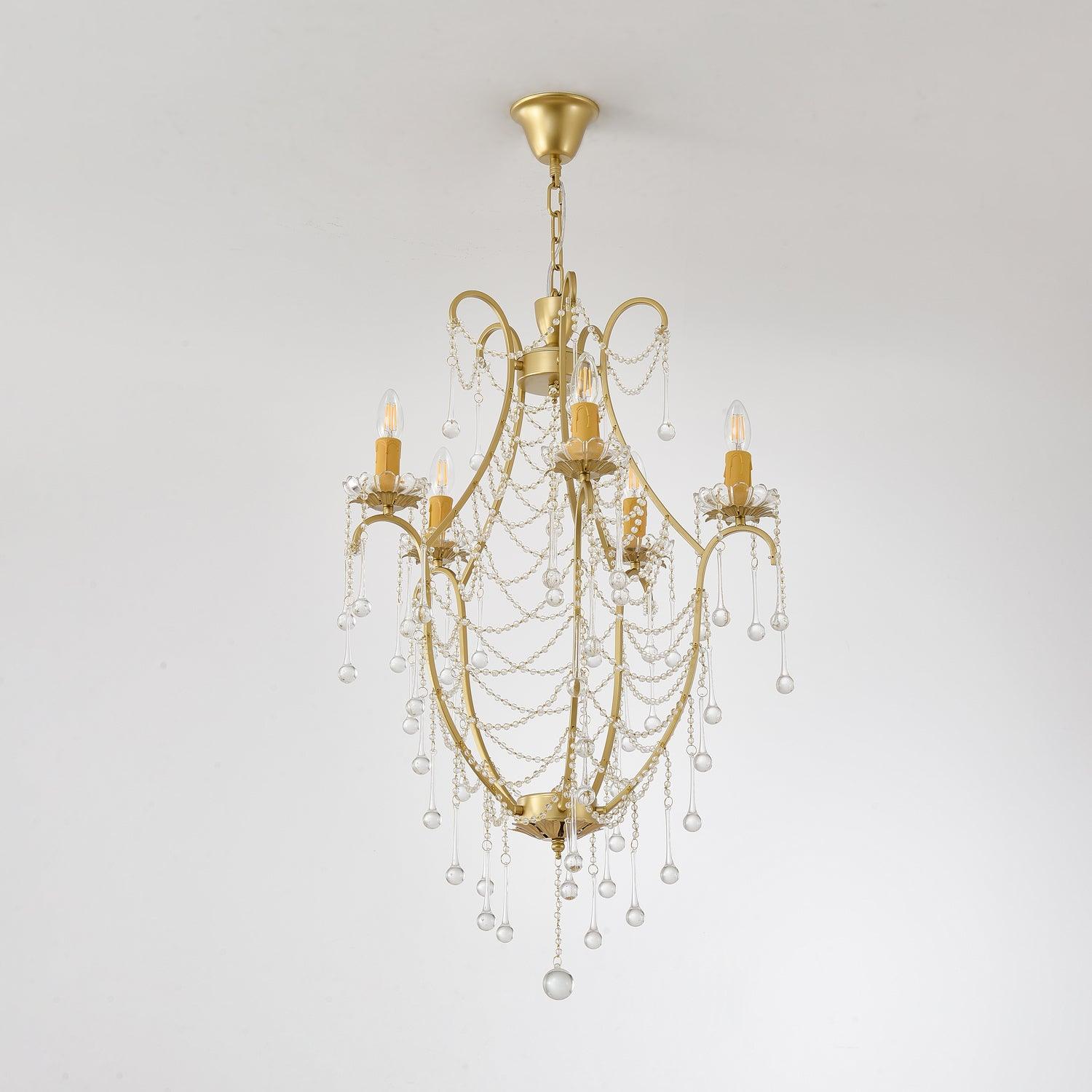 Lustra Chandelier Birdcage Glass Drops-Neutral Decor