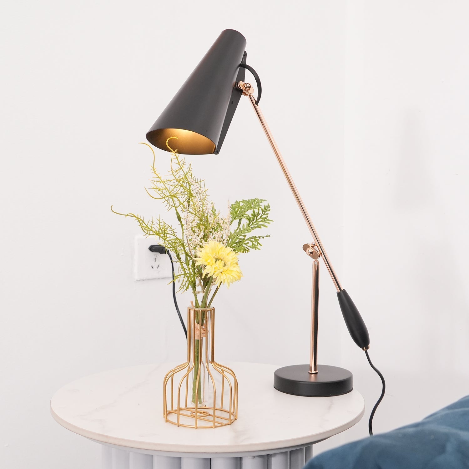 Orbix Steel Mid-Century Table Lamp-Neutral Decor