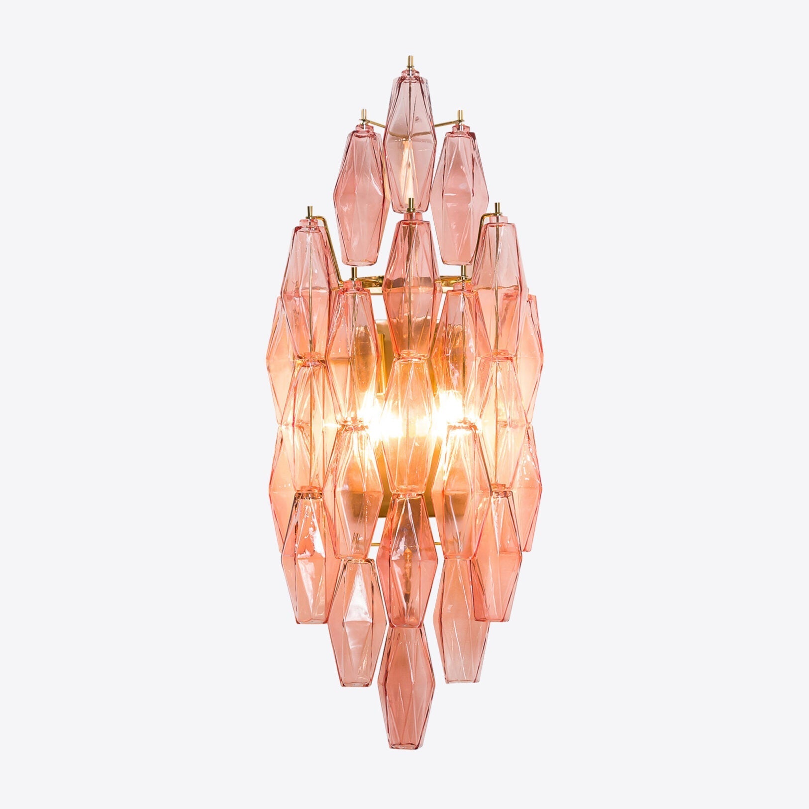 Biscayne sconce from a low angle, looking up at the prisms.