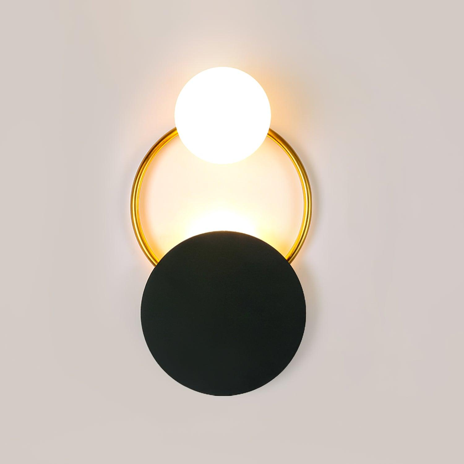Arisha Modern LED Triple Rings Wall Lamp, Metal/Glass, Gold/Black, Bedroom - Neutral Decor