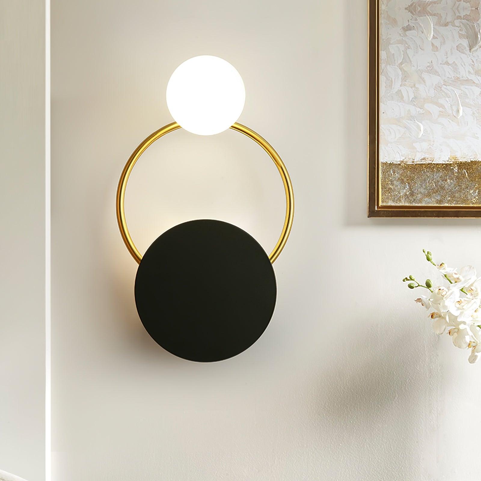 Arisha Modern LED Triple Rings Wall Lamp, Metal/Glass, Gold/Black, Bedroom - Neutral Decor