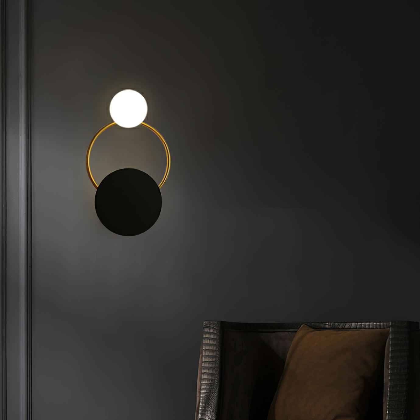 Arisha Modern LED Triple Rings Wall Lamp, Metal/Glass, Gold/Black, Bedroom - Neutral Decor