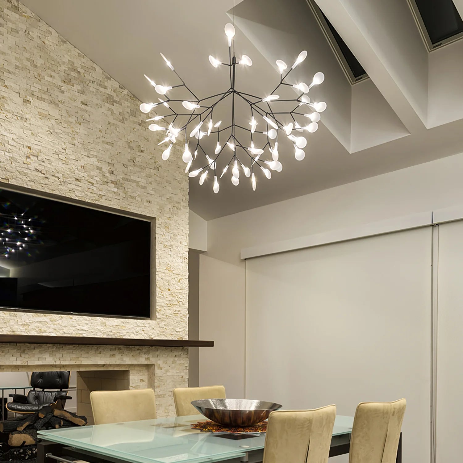Lior Unique Sputnik Art Deco Firefly Chandelier. Living Room/ Bedroom - Neutral Decor