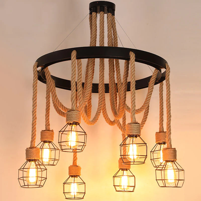 Epoch Retro Industrial Globe Chandelier Black Metal Bar/Living Room - Neutral Decor