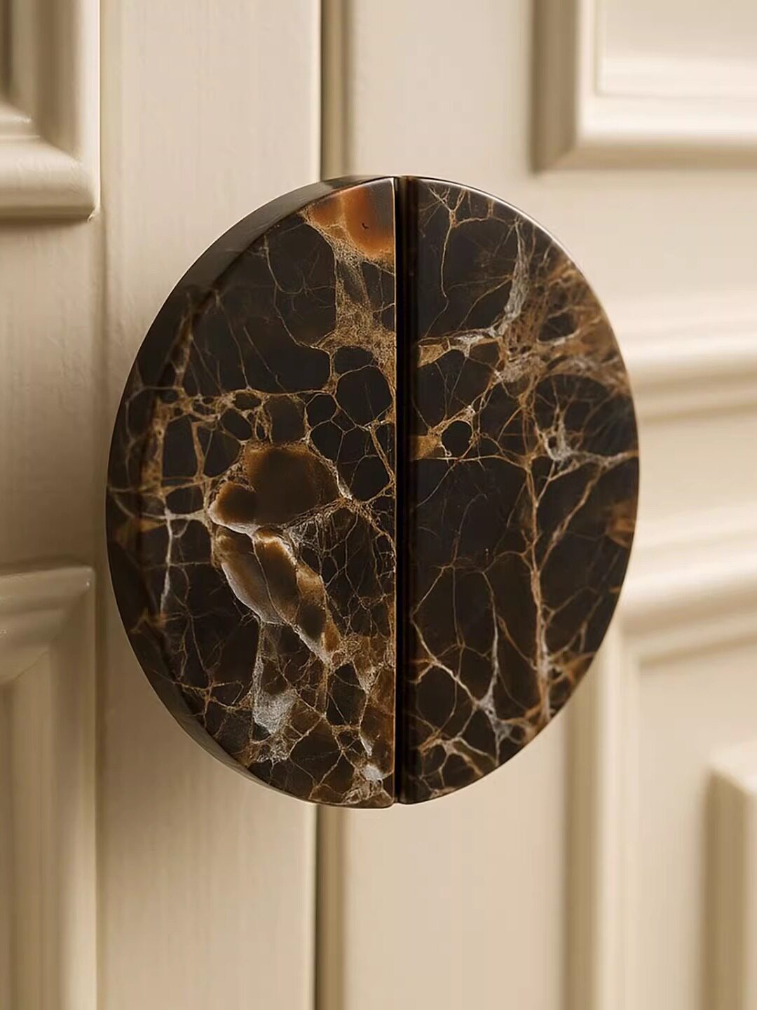 Dyrha Coffee Marble Door Handle-Neutral Decor