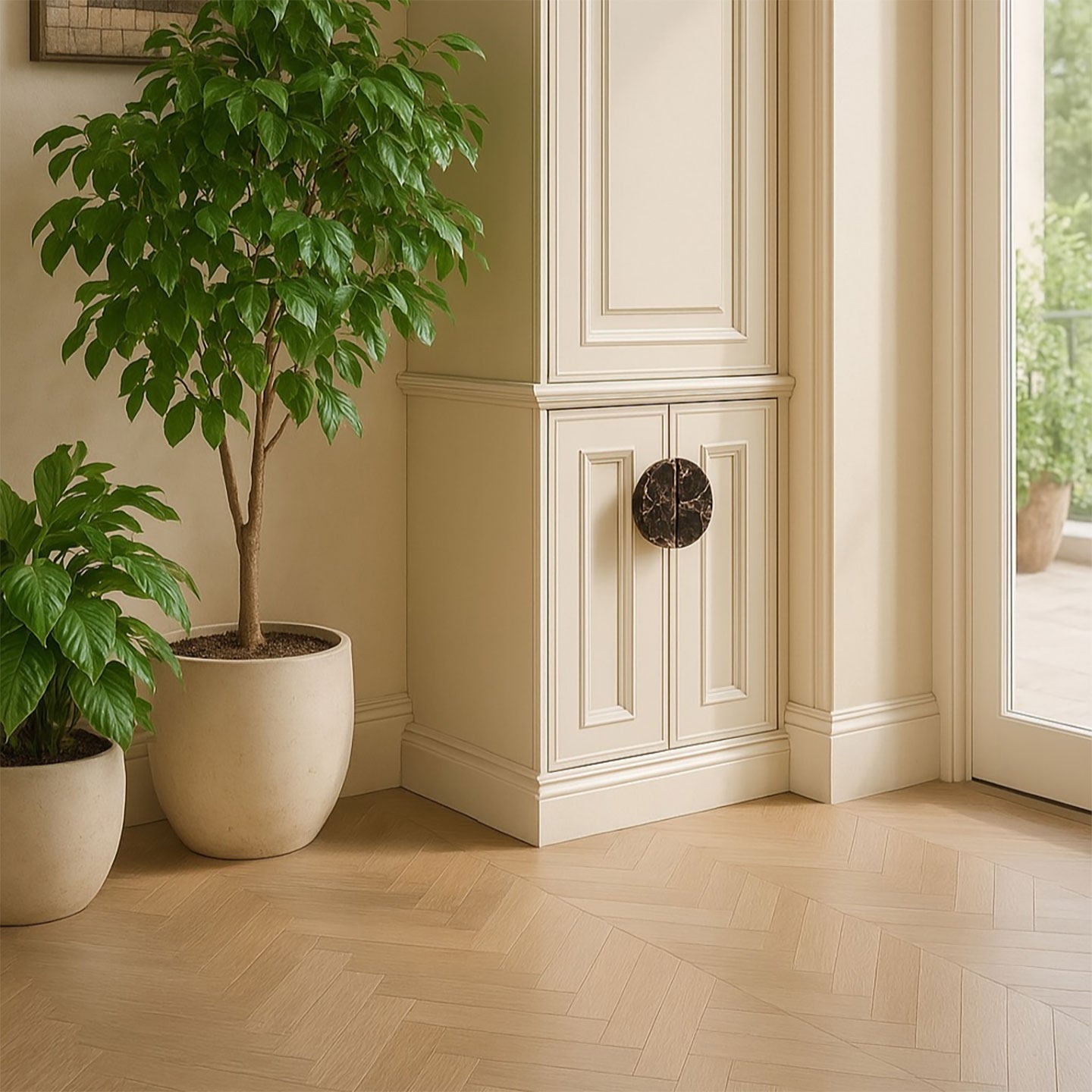 Dyrha Coffee Marble Door Handle-Neutral Decor