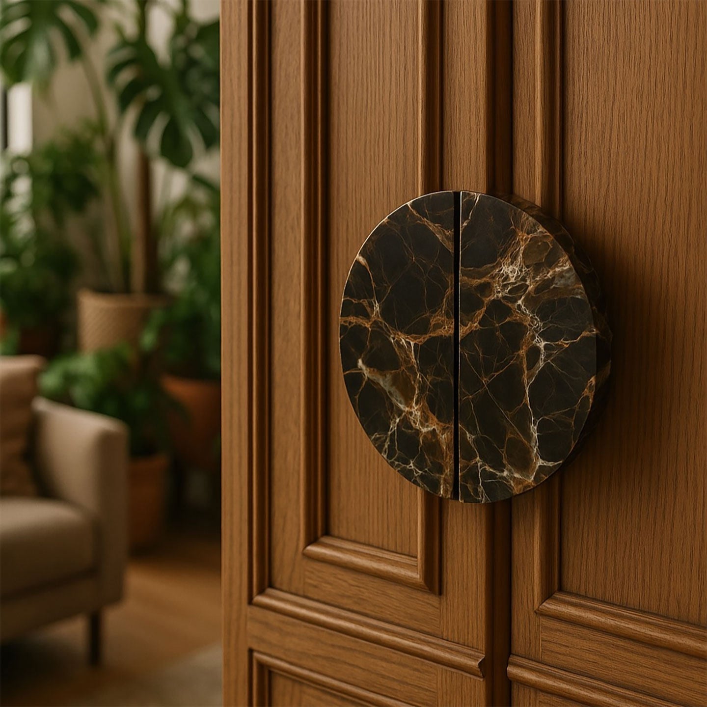 Dyrha Coffee Marble Door Handle-Neutral Decor