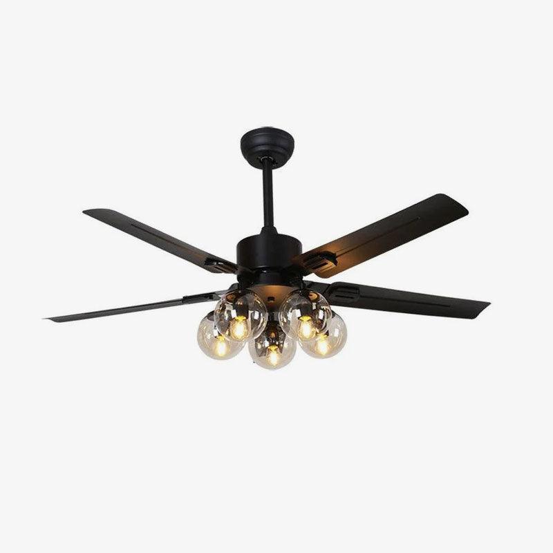 Zazoren Vintage Black Glass Ceiling Fan Light-Neutral Decor