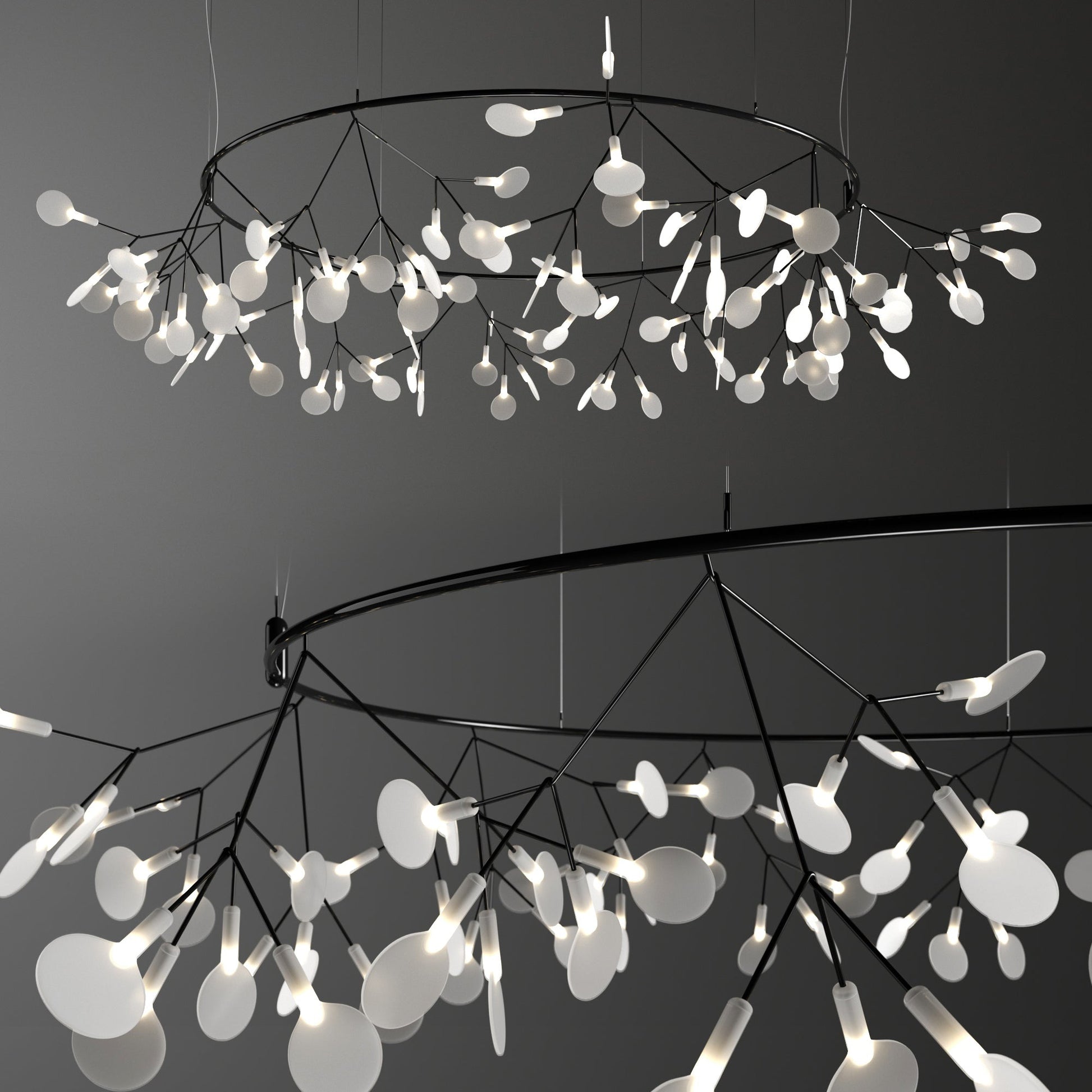 Zesion Chandelier Black Ring Firefly Branch-Neutral Decor