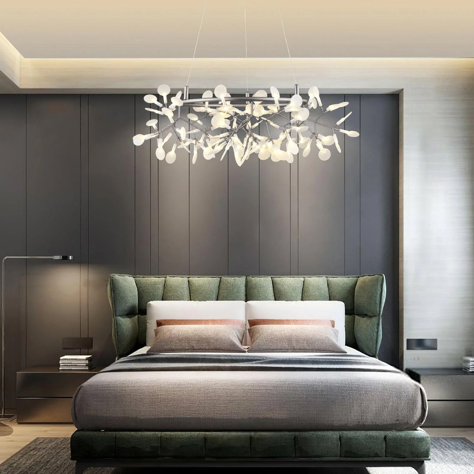 Zesion Chandelier Black Ring Firefly Branch-Neutral Decor