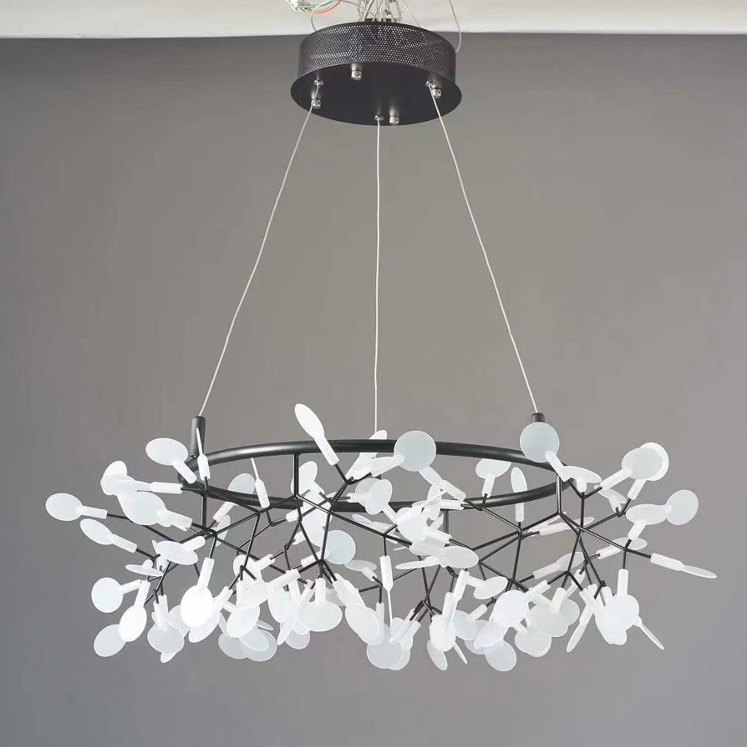 Zesion Chandelier Black Ring Firefly Branch-Neutral Decor