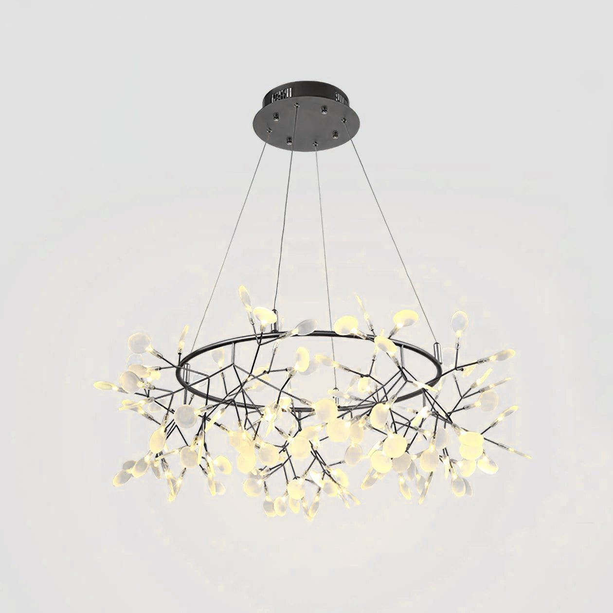 Zesion Chandelier Black Ring Firefly Branch-Neutral Decor
