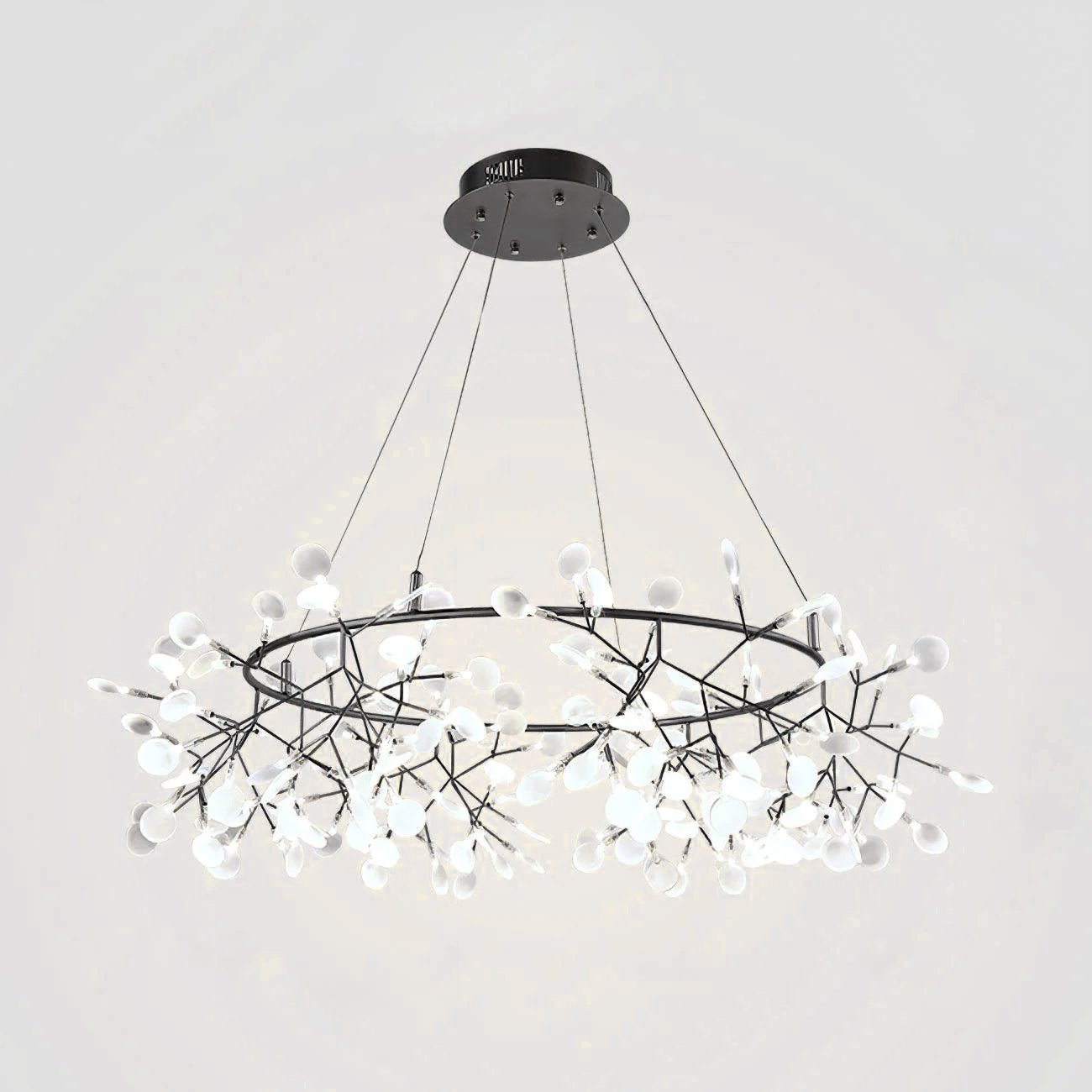 Zesion Chandelier Black Ring Firefly Branch-Neutral Decor